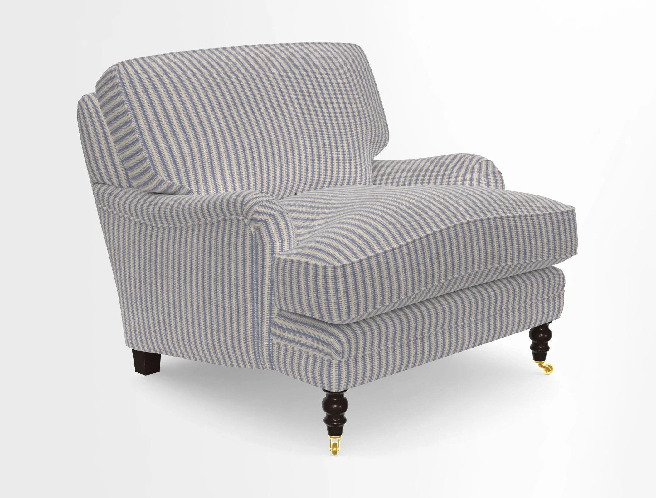 Coates Chair in RHS Gertrude Jekyll Lattice Blue with Seat and Back Cushions in Mohair Velvet Indigo