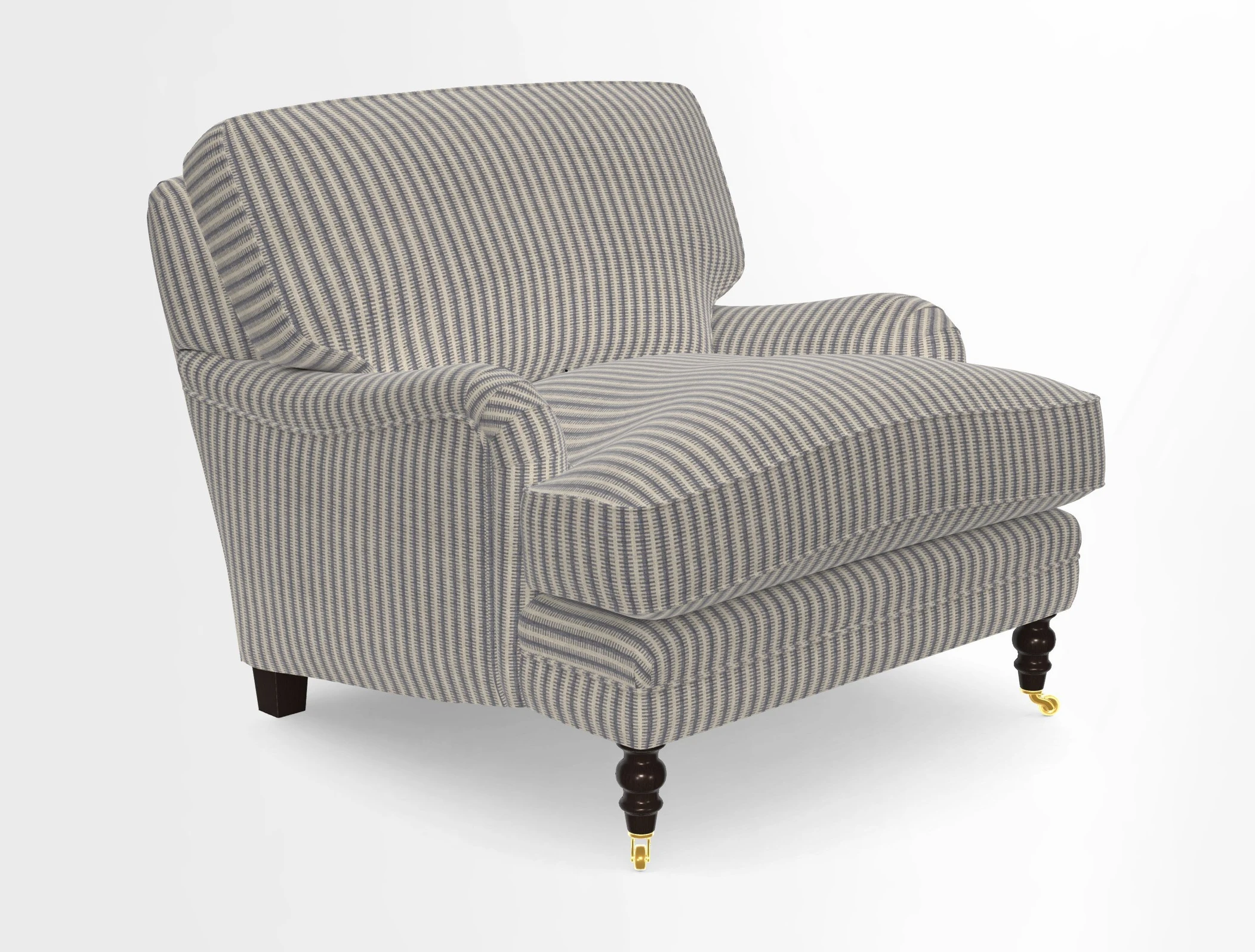 Coates Chair in RHS Gertrude Jekyll Lattice Blue with Seat and Back Cushions in Mohair Velvet Indigo