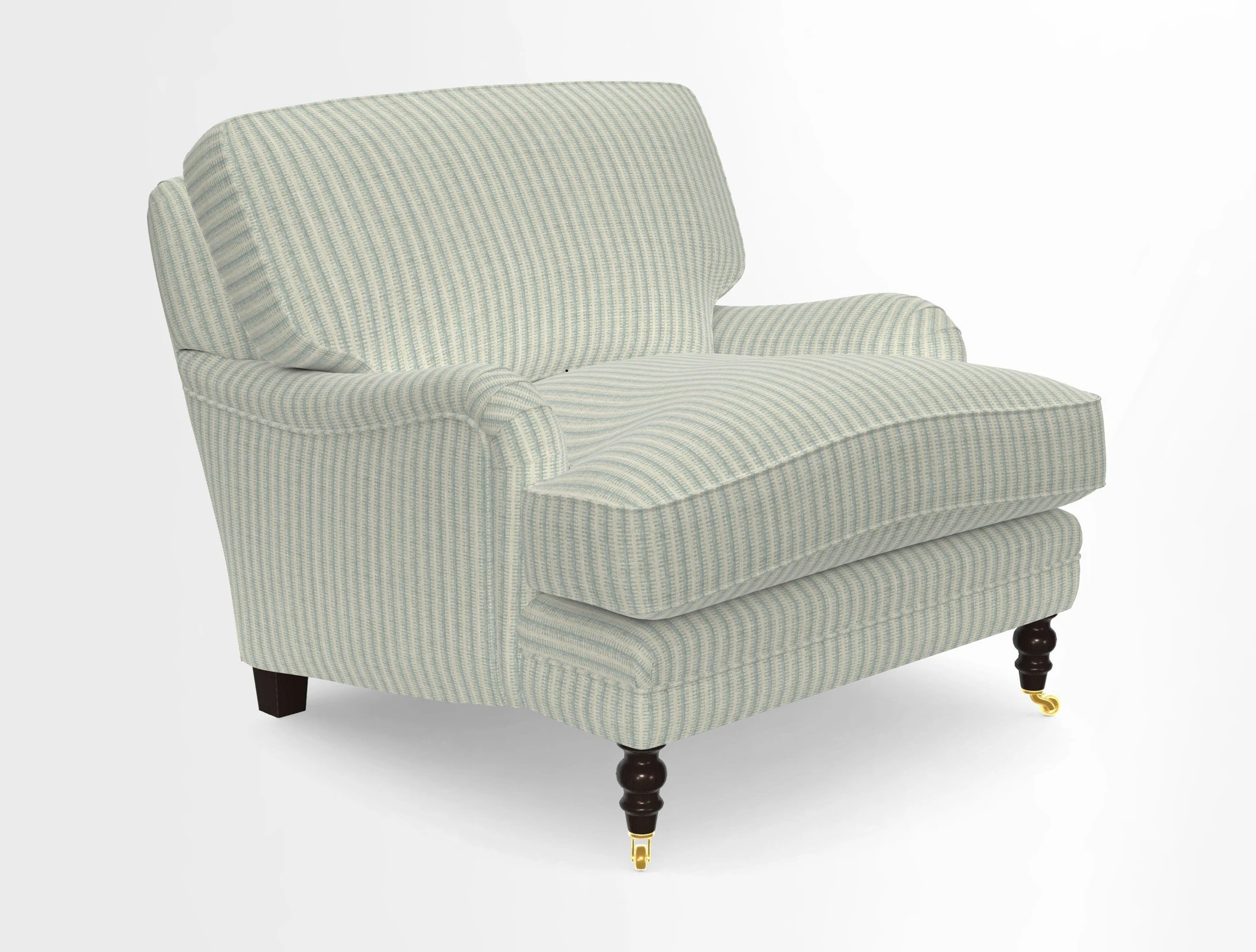 Coates Chair in RHS Gertrude Jekyll Lattice Blue with Seat and Back Cushions in Mohair Velvet Indigo