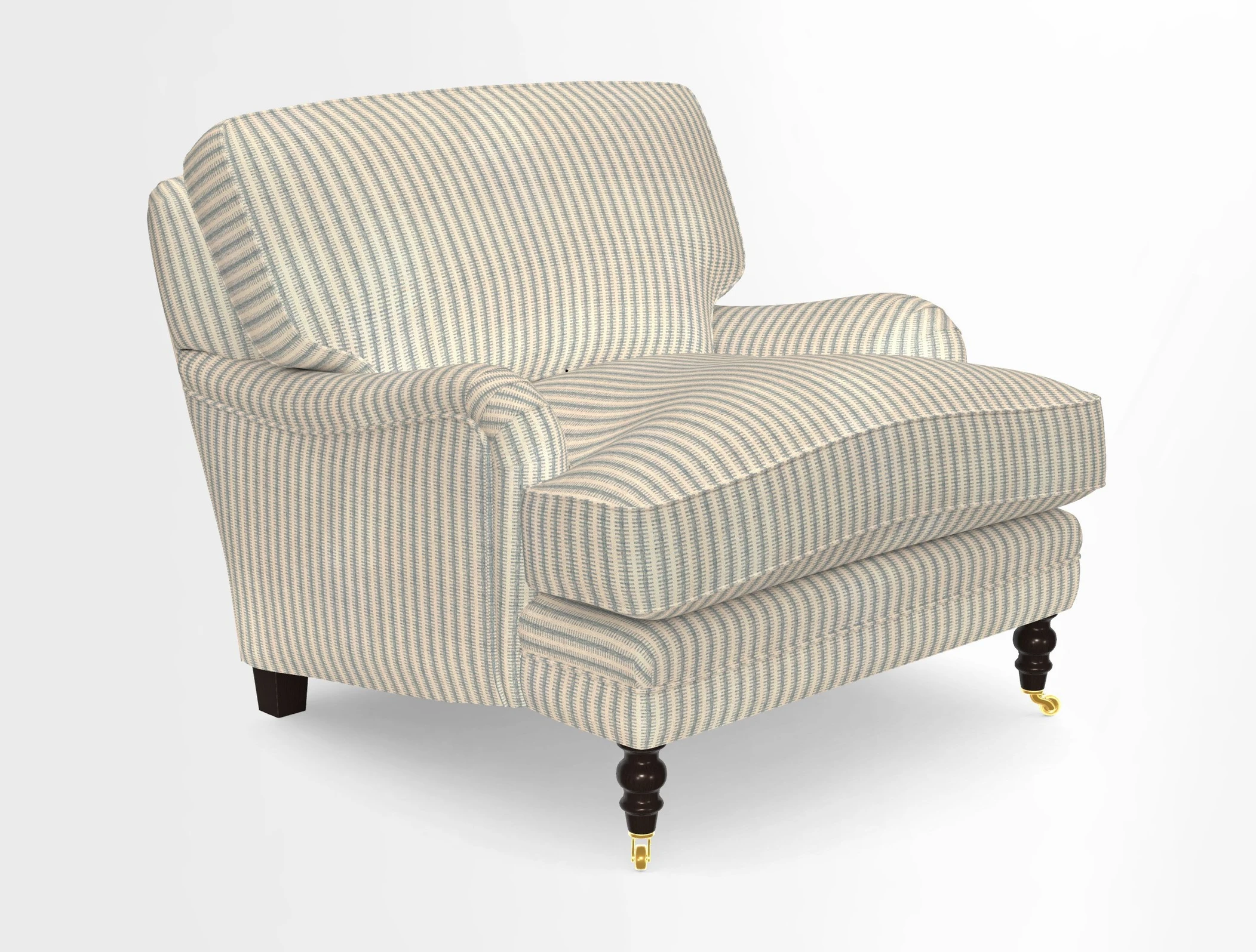 Coates Chair in RHS Gertrude Jekyll Lattice Blue with Seat and Back Cushions in Mohair Velvet Indigo