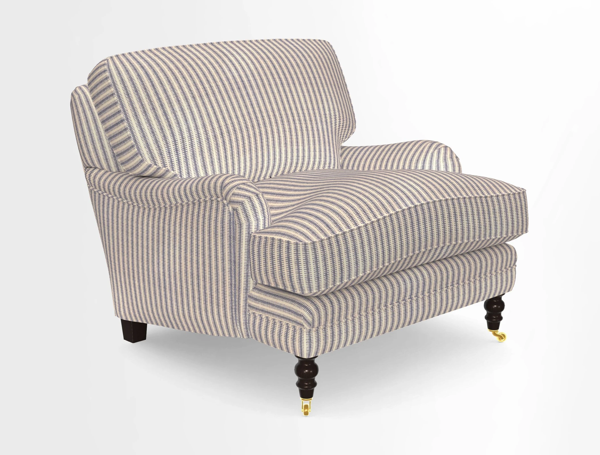 Coates Chair in RHS Gertrude Jekyll Lattice Blue with Seat and Back Cushions in Mohair Velvet Indigo