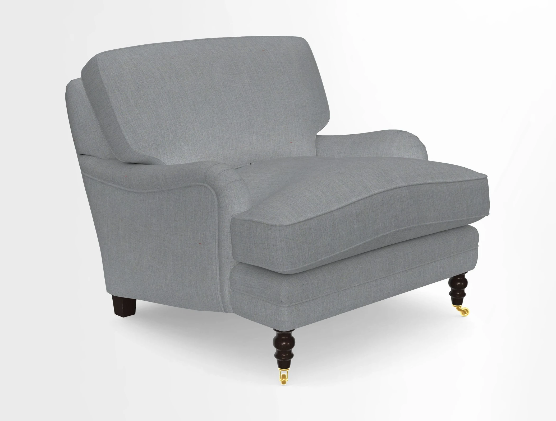 Coates Chair in RHS Gertrude Jekyll Lattice Blue with Seat and Back Cushions in Mohair Velvet Indigo