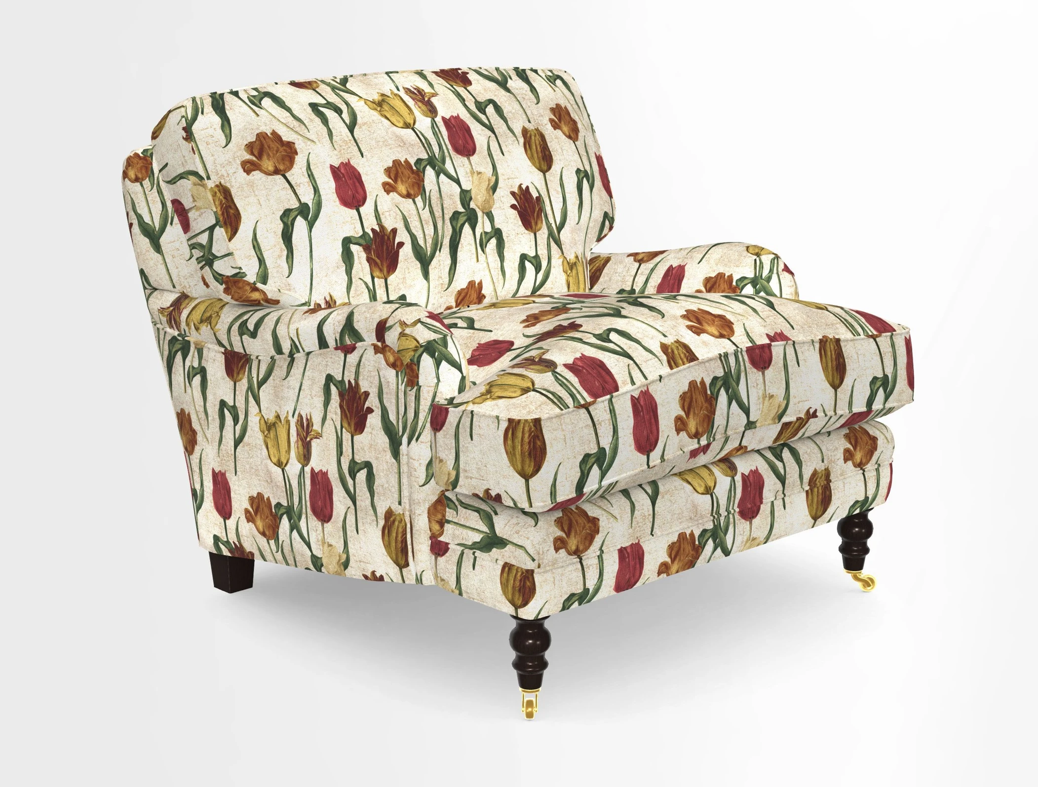 Coates Chair in RHS Gertrude Jekyll Lattice Blue with Seat and Back Cushions in Mohair Velvet Indigo