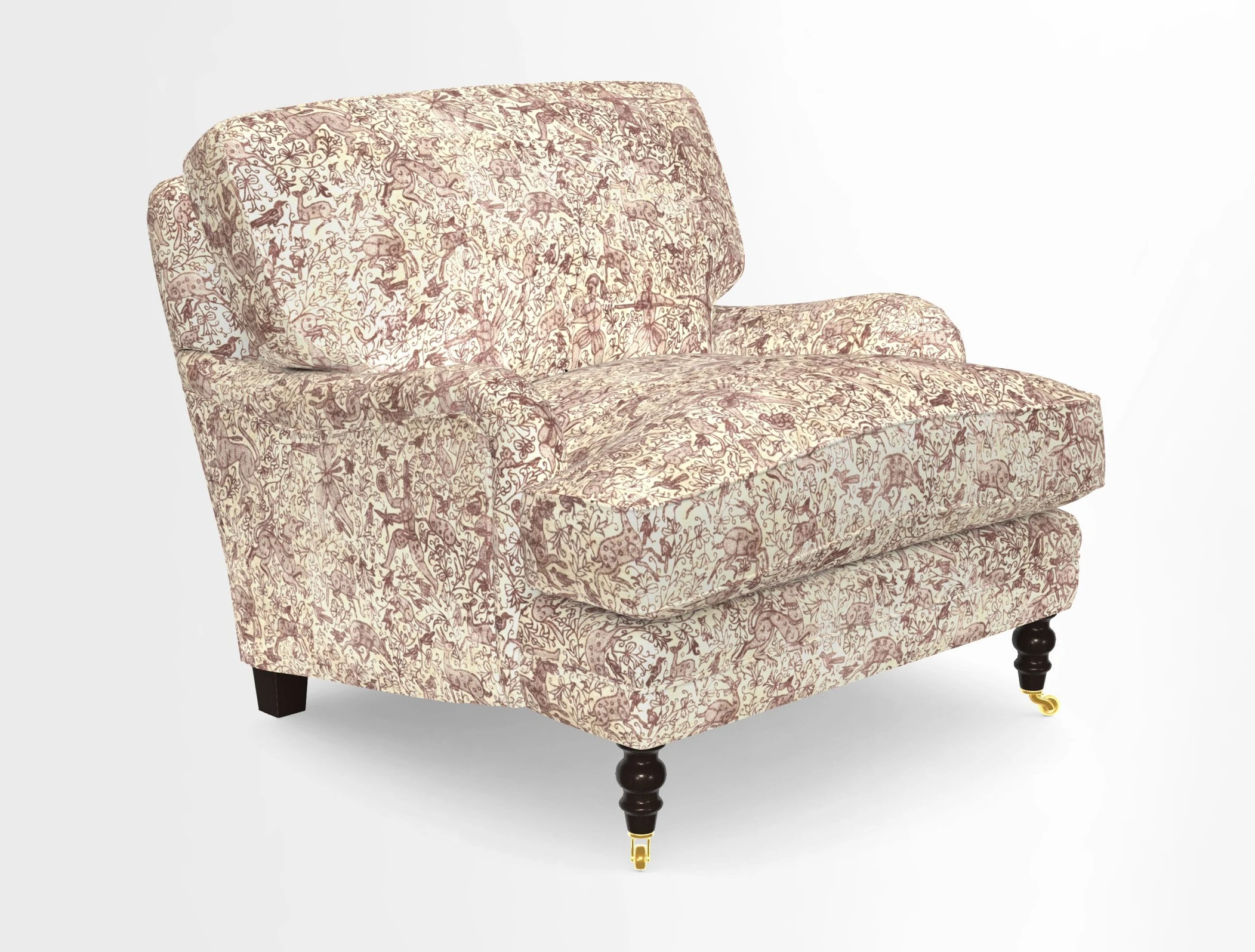 Coates Chair in RHS Gertrude Jekyll Lattice Blue with Seat and Back Cushions in Mohair Velvet Indigo