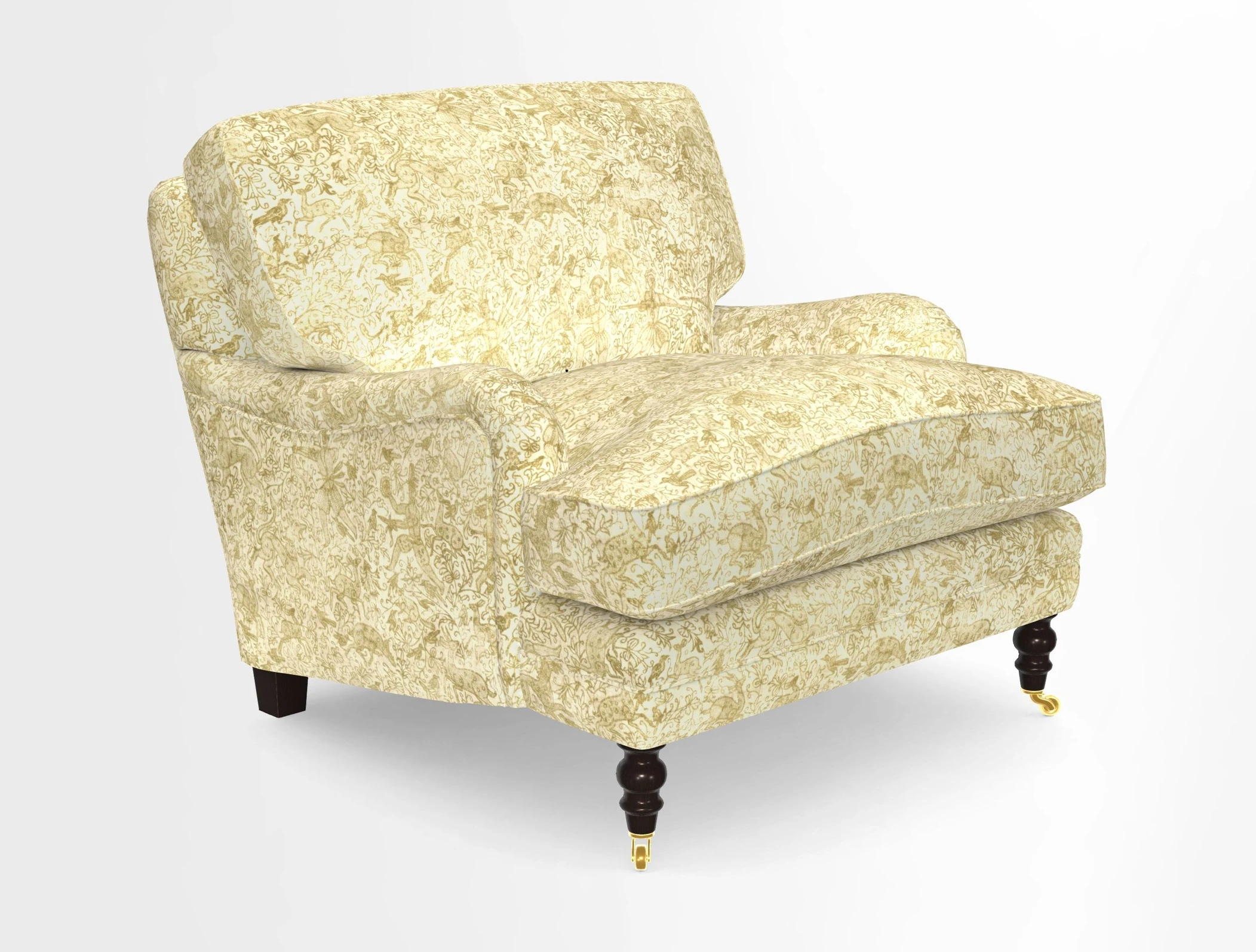 Coates Chair in RHS Gertrude Jekyll Lattice Blue with Seat and Back Cushions in Mohair Velvet Indigo