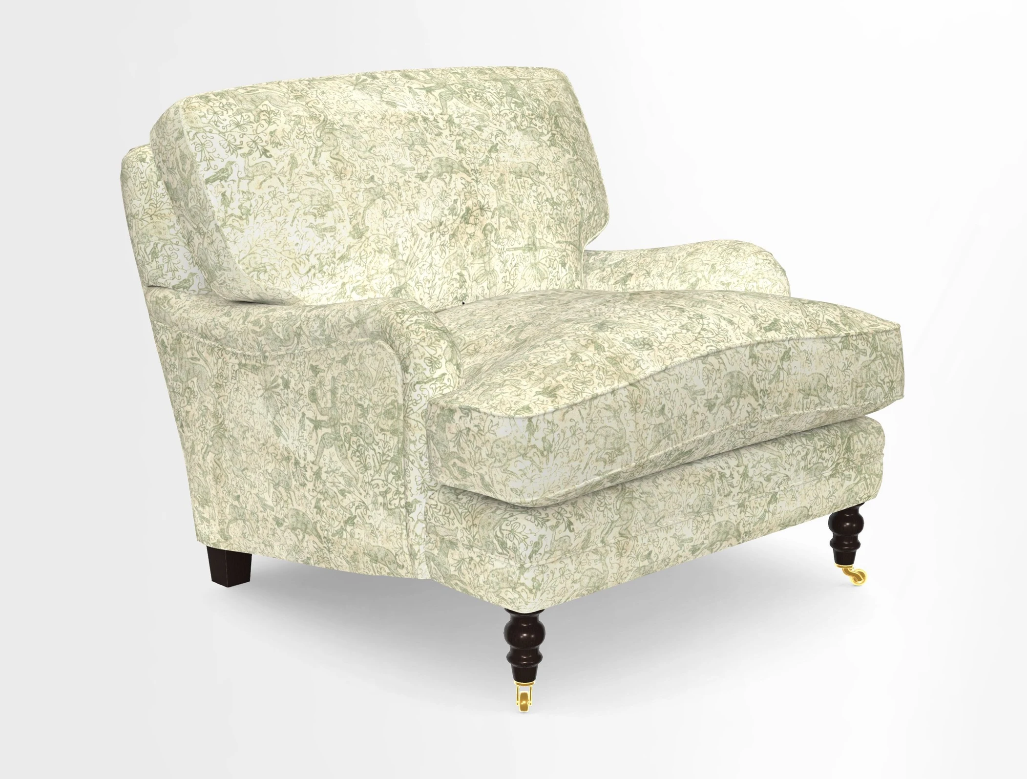 Coates Chair in RHS Gertrude Jekyll Lattice Blue with Seat and Back Cushions in Mohair Velvet Indigo