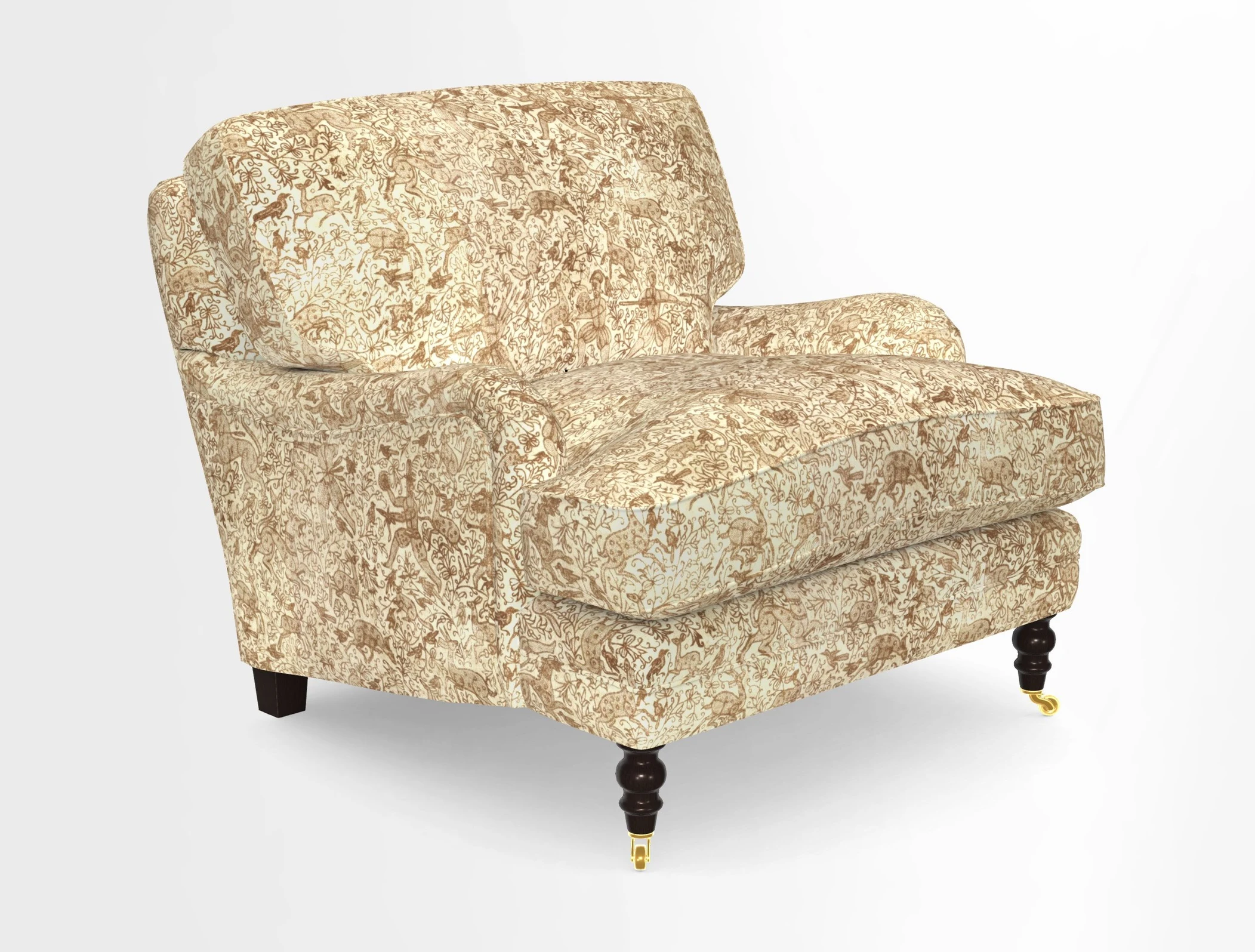 Coates Chair in RHS Gertrude Jekyll Lattice Blue with Seat and Back Cushions in Mohair Velvet Indigo