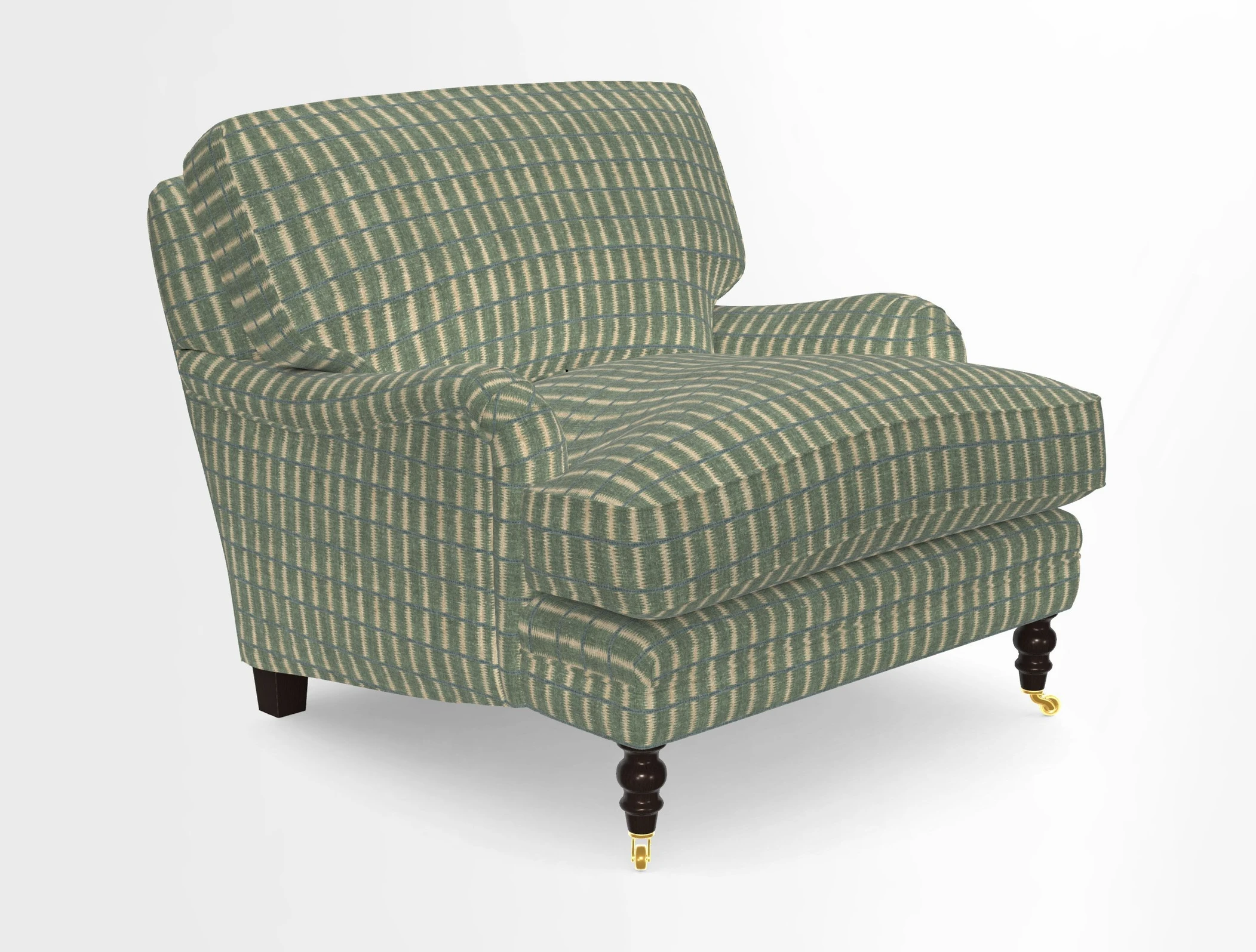 Coates Chair in RHS Gertrude Jekyll Lattice Blue with Seat and Back Cushions in Mohair Velvet Indigo