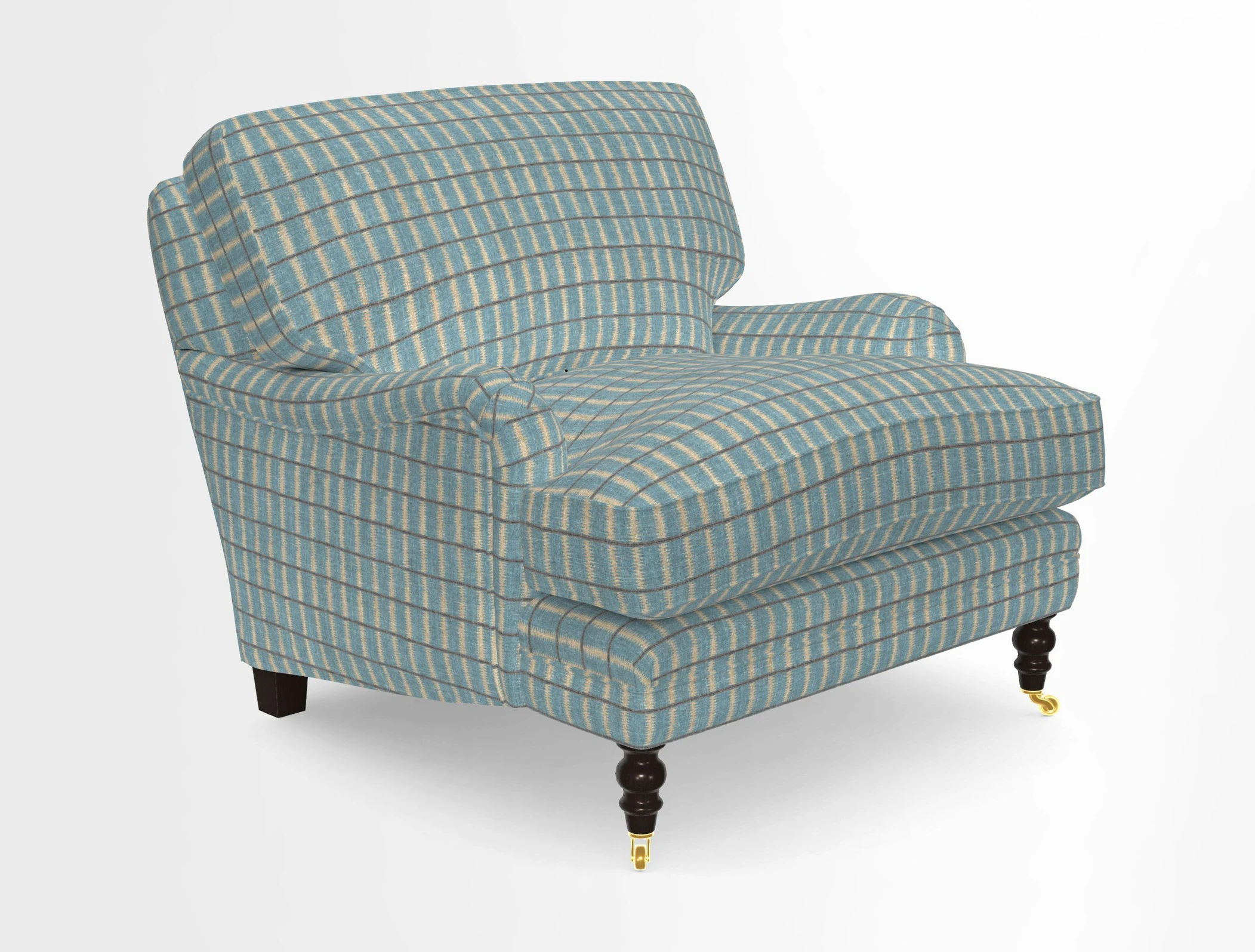 Coates Chair in RHS Gertrude Jekyll Lattice Blue with Seat and Back Cushions in Mohair Velvet Indigo