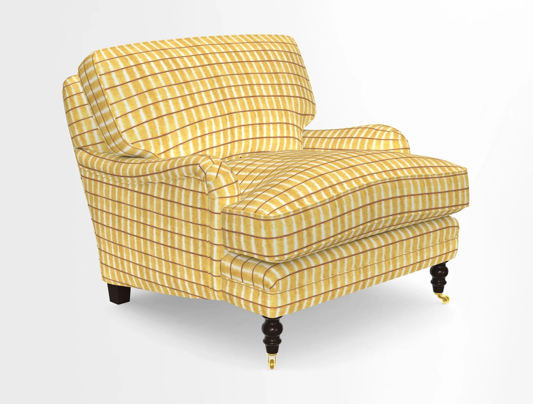 Coates Chair in RHS Gertrude Jekyll Lattice Blue with Seat and Back Cushions in Mohair Velvet Indigo