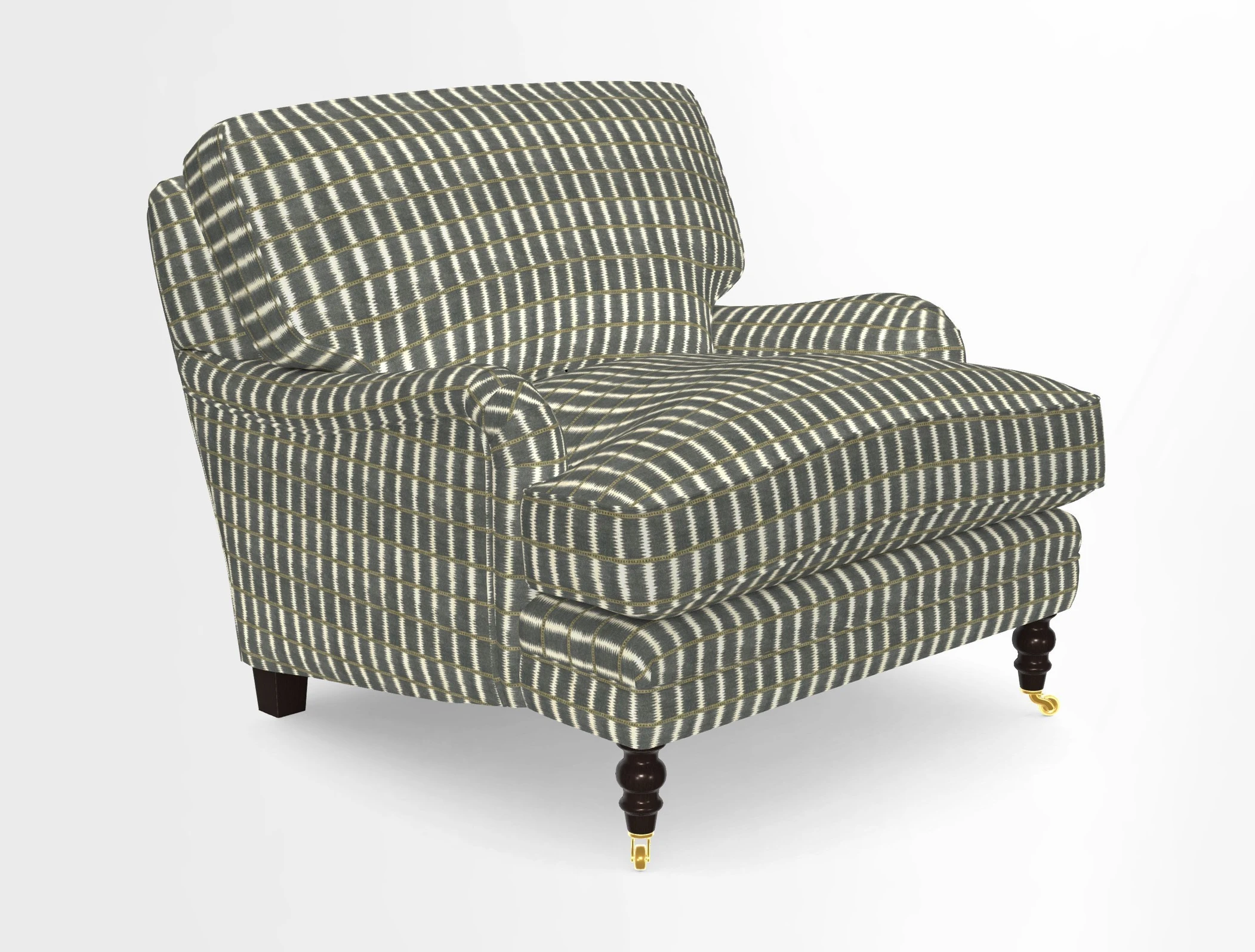 Coates Chair in RHS Gertrude Jekyll Lattice Blue with Seat and Back Cushions in Mohair Velvet Indigo