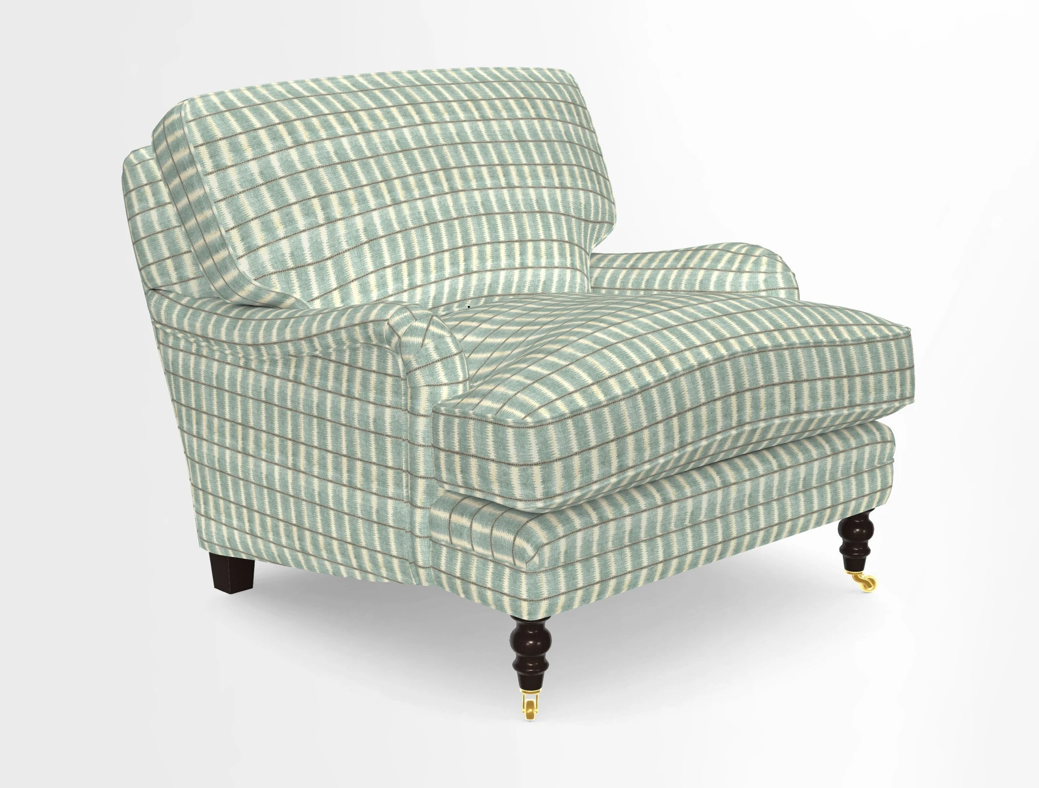 Coates Chair in RHS Gertrude Jekyll Lattice Blue with Seat and Back Cushions in Mohair Velvet Indigo