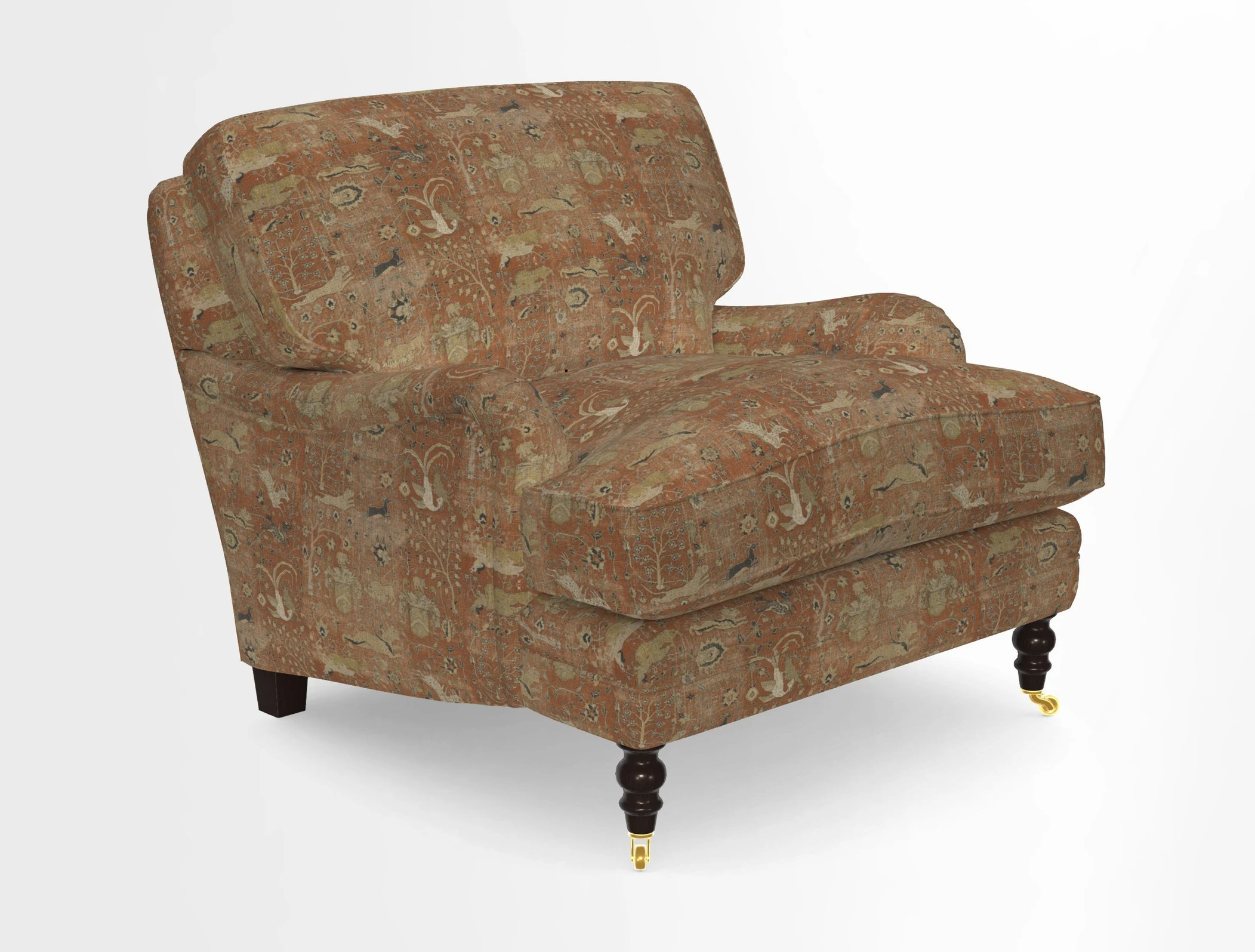 Coates Chair in RHS Gertrude Jekyll Lattice Blue with Seat and Back Cushions in Mohair Velvet Indigo