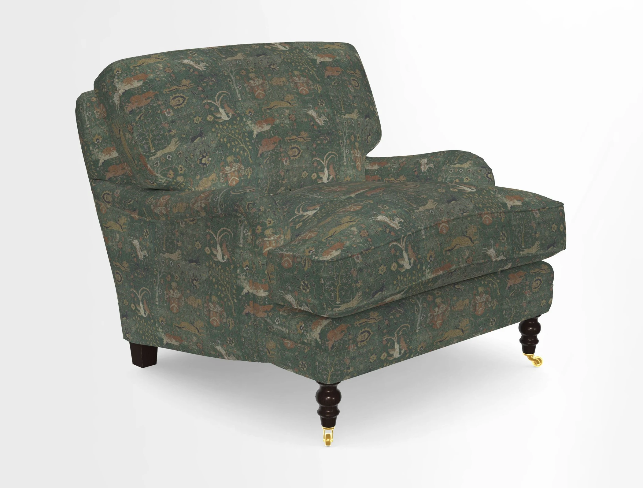 Coates Chair in RHS Gertrude Jekyll Lattice Blue with Seat and Back Cushions in Mohair Velvet Indigo