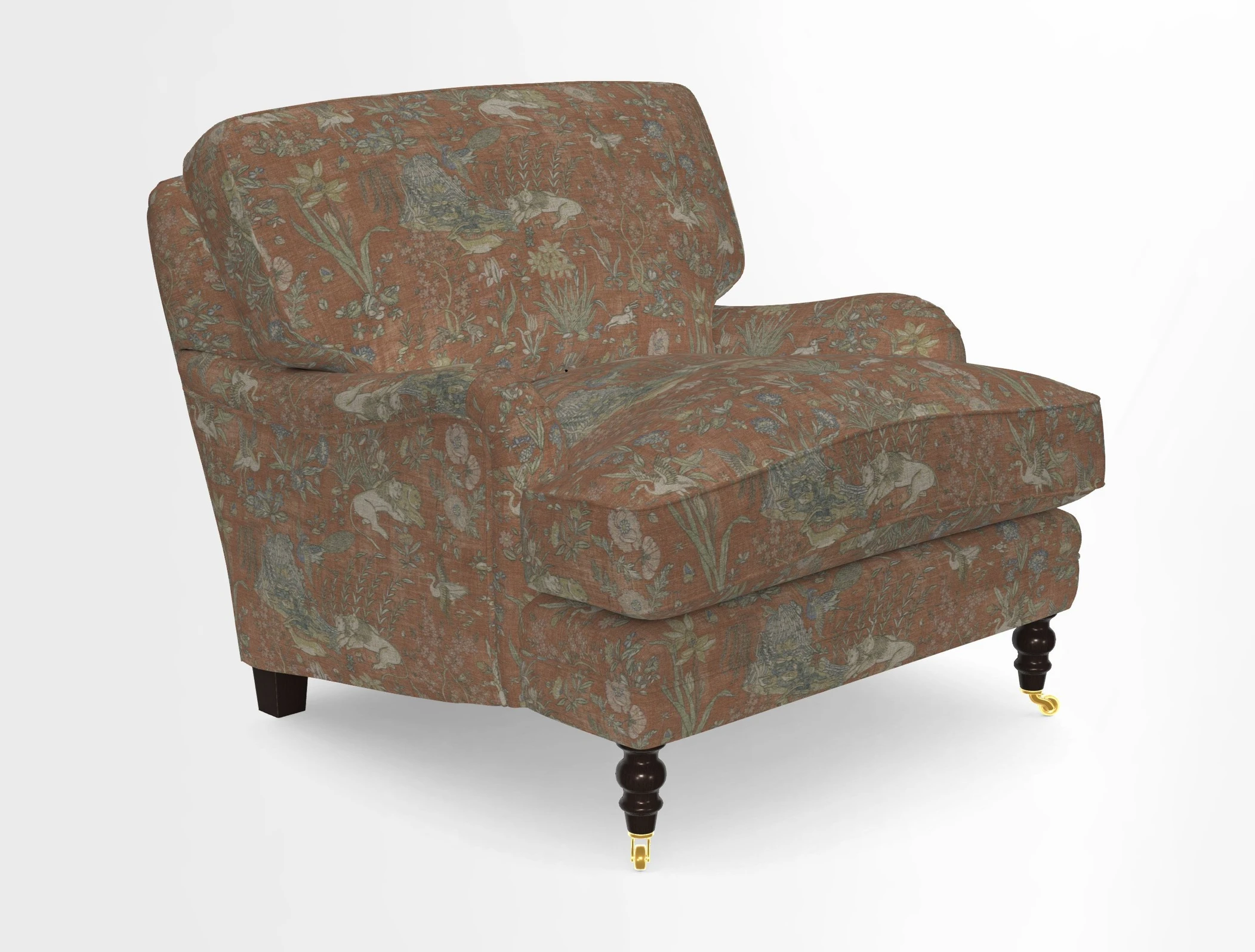 Coates Chair in RHS Gertrude Jekyll Lattice Blue with Seat and Back Cushions in Mohair Velvet Indigo