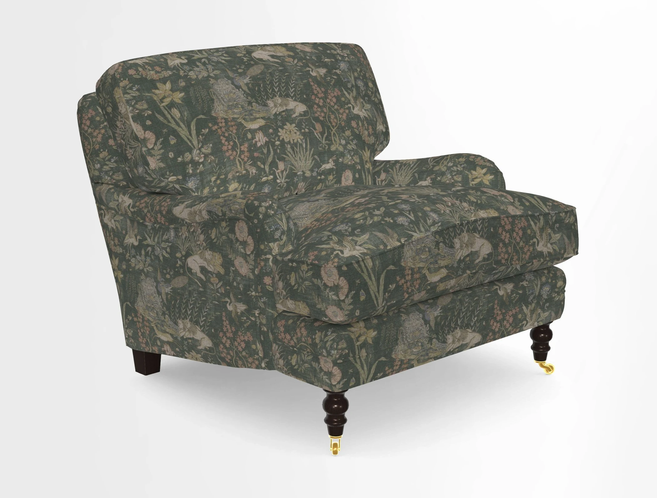 Coates Chair in RHS Gertrude Jekyll Lattice Blue with Seat and Back Cushions in Mohair Velvet Indigo