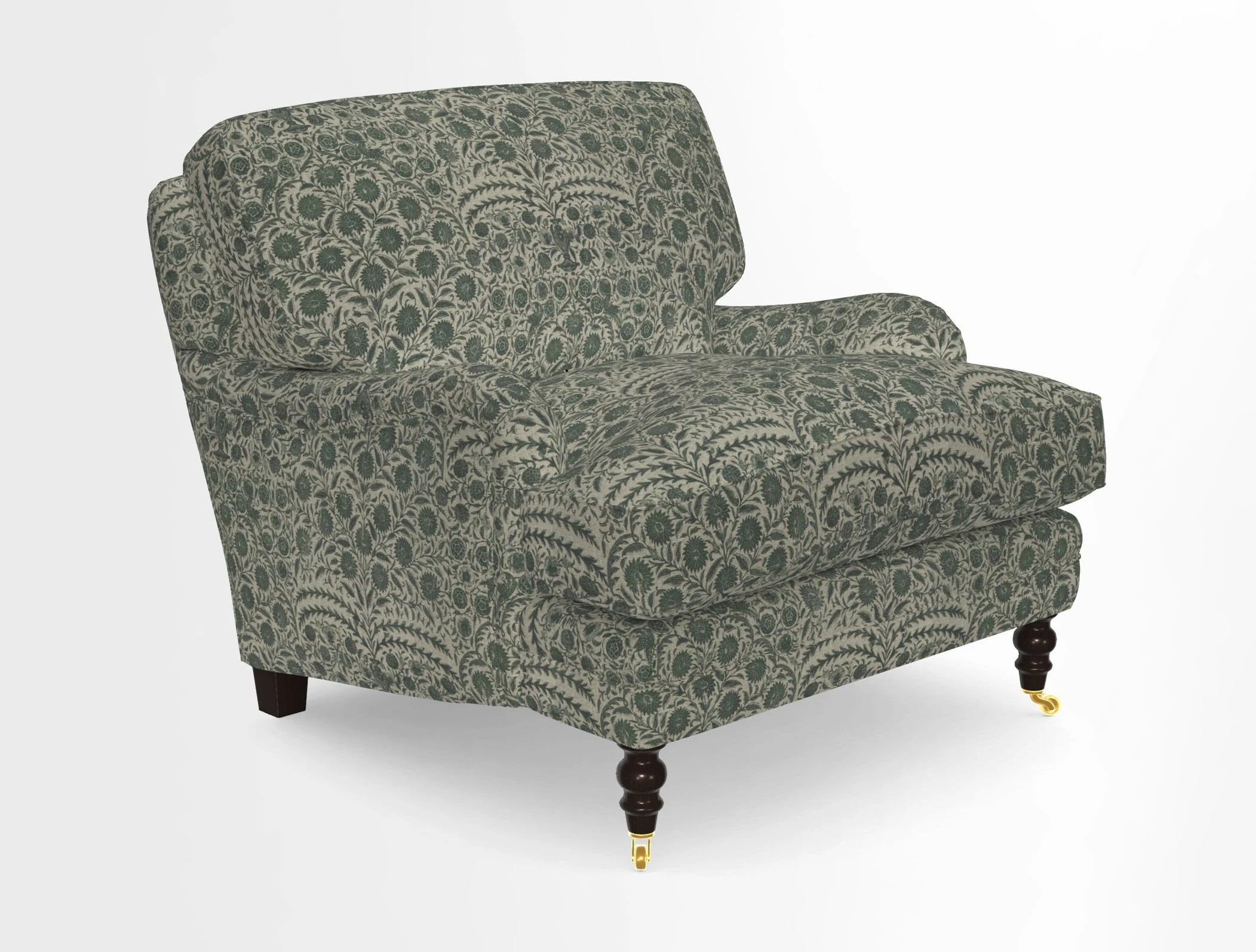 Coates Chair in RHS Gertrude Jekyll Lattice Blue with Seat and Back Cushions in Mohair Velvet Indigo