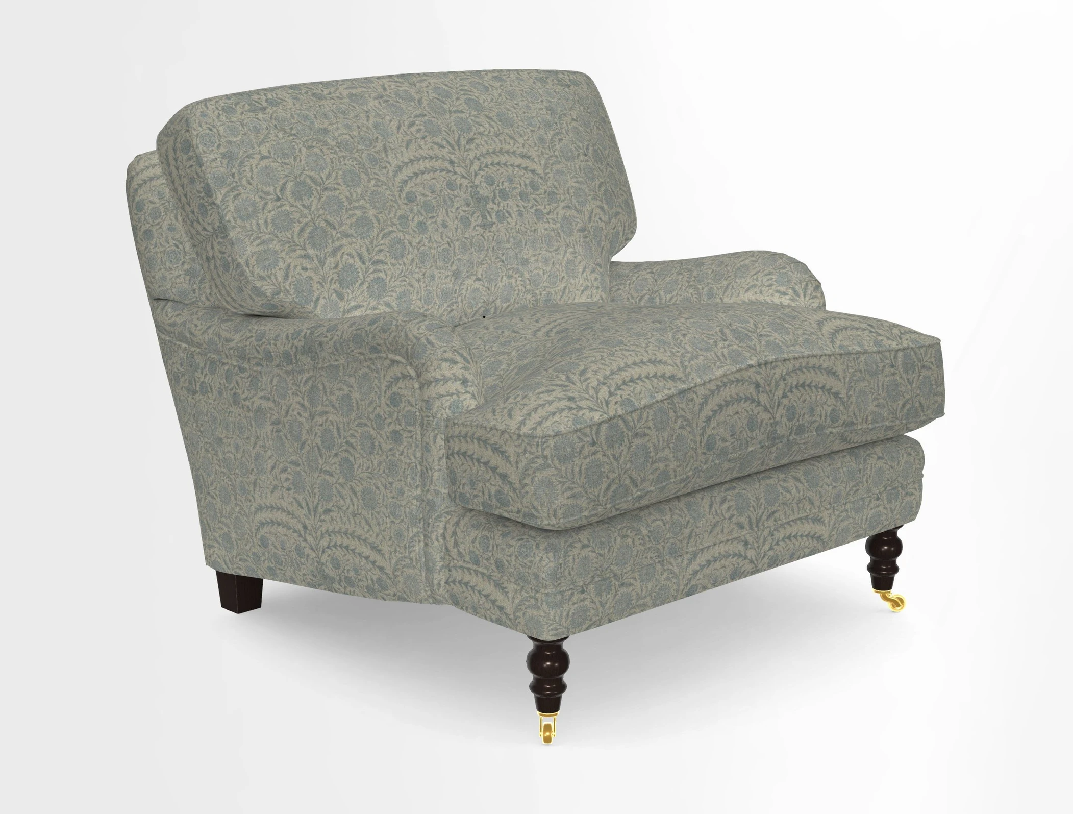Coates Chair in RHS Gertrude Jekyll Lattice Blue with Seat and Back Cushions in Mohair Velvet Indigo
