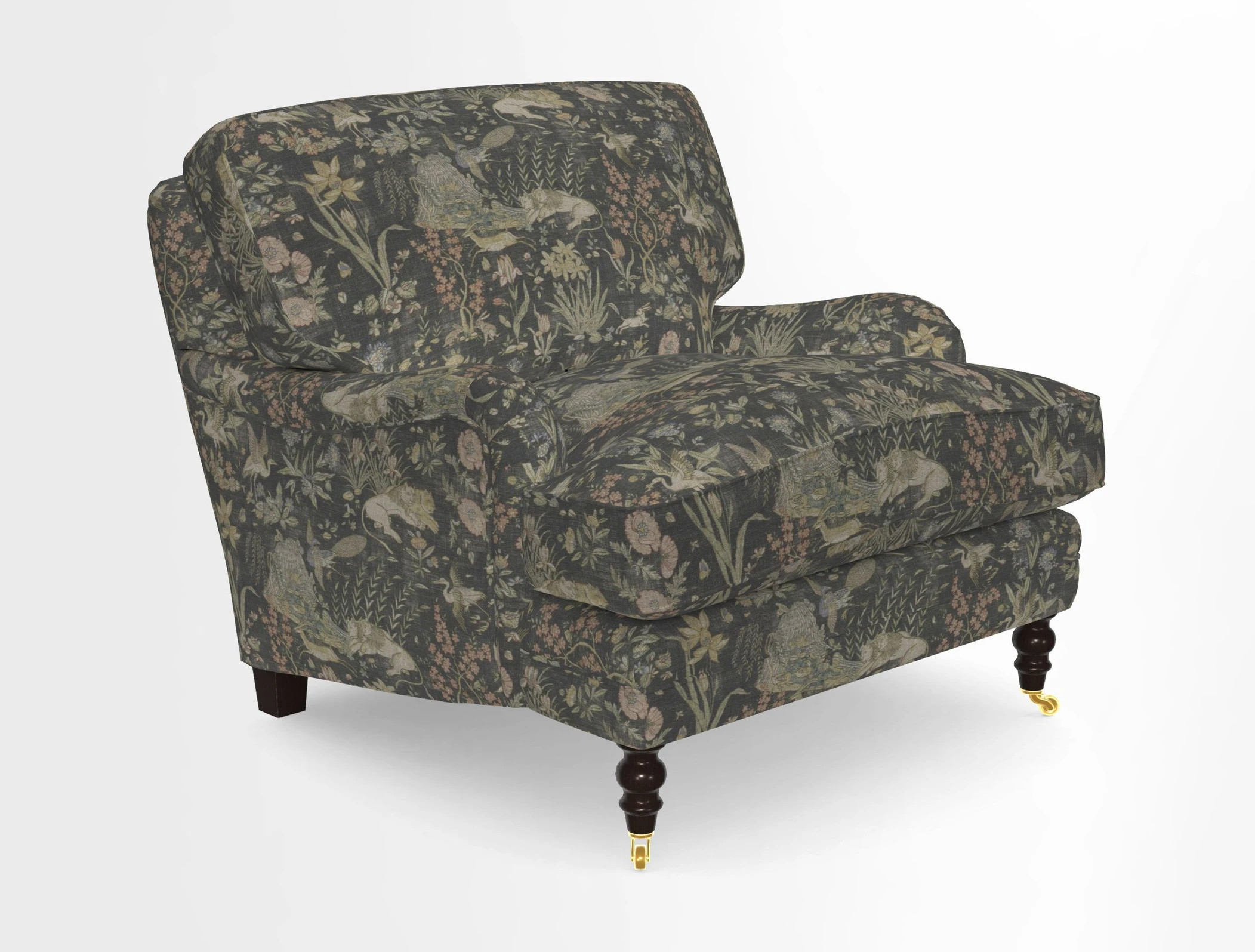 Coates Chair in RHS Gertrude Jekyll Lattice Blue with Seat and Back Cushions in Mohair Velvet Indigo