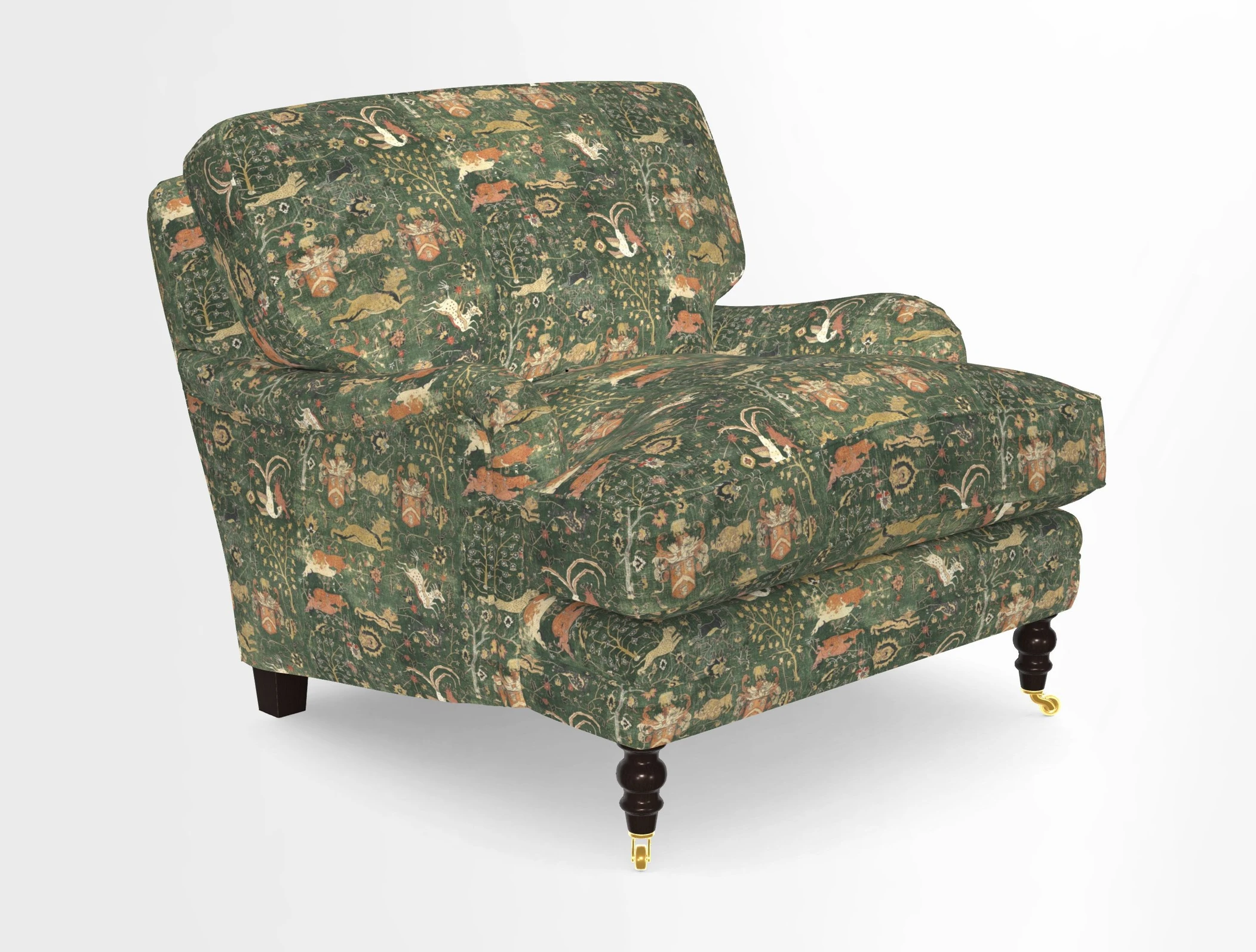 Coates Chair in RHS Gertrude Jekyll Lattice Blue with Seat and Back Cushions in Mohair Velvet Indigo