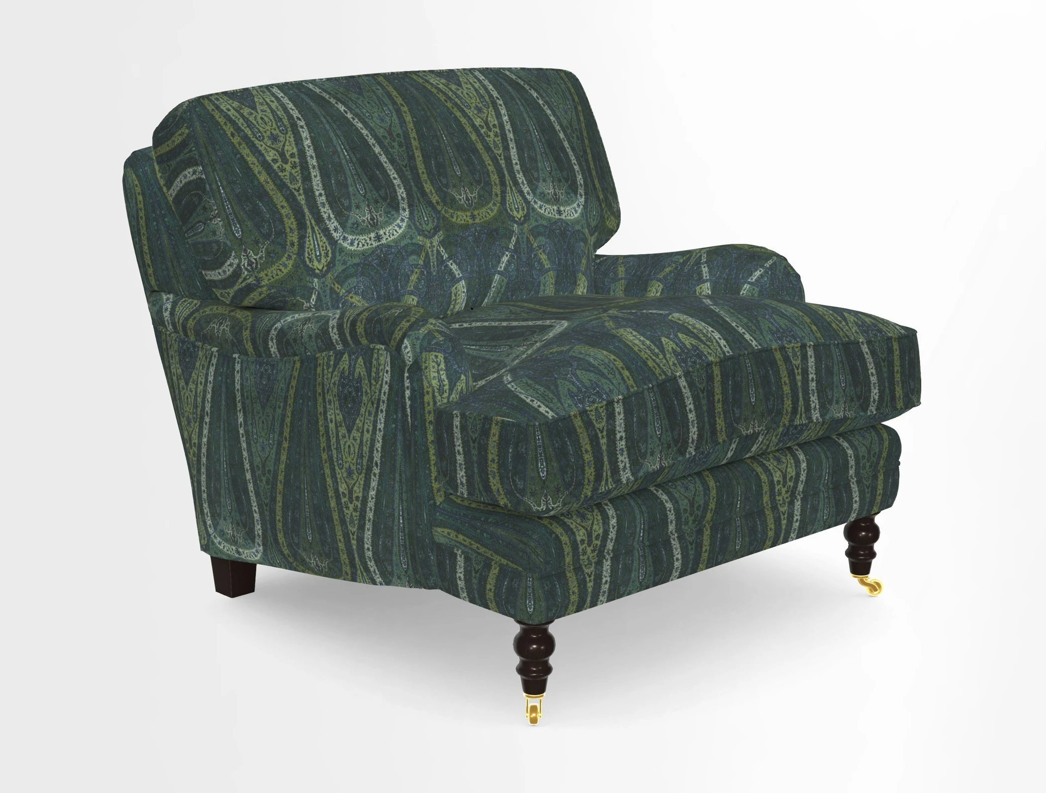 Coates Chair in RHS Gertrude Jekyll Lattice Blue with Seat and Back Cushions in Mohair Velvet Indigo
