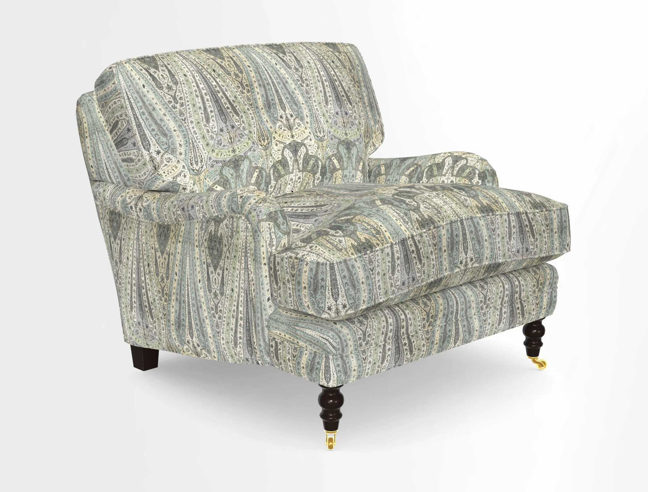 Coates Chair in RHS Gertrude Jekyll Lattice Blue with Seat and Back Cushions in Mohair Velvet Indigo