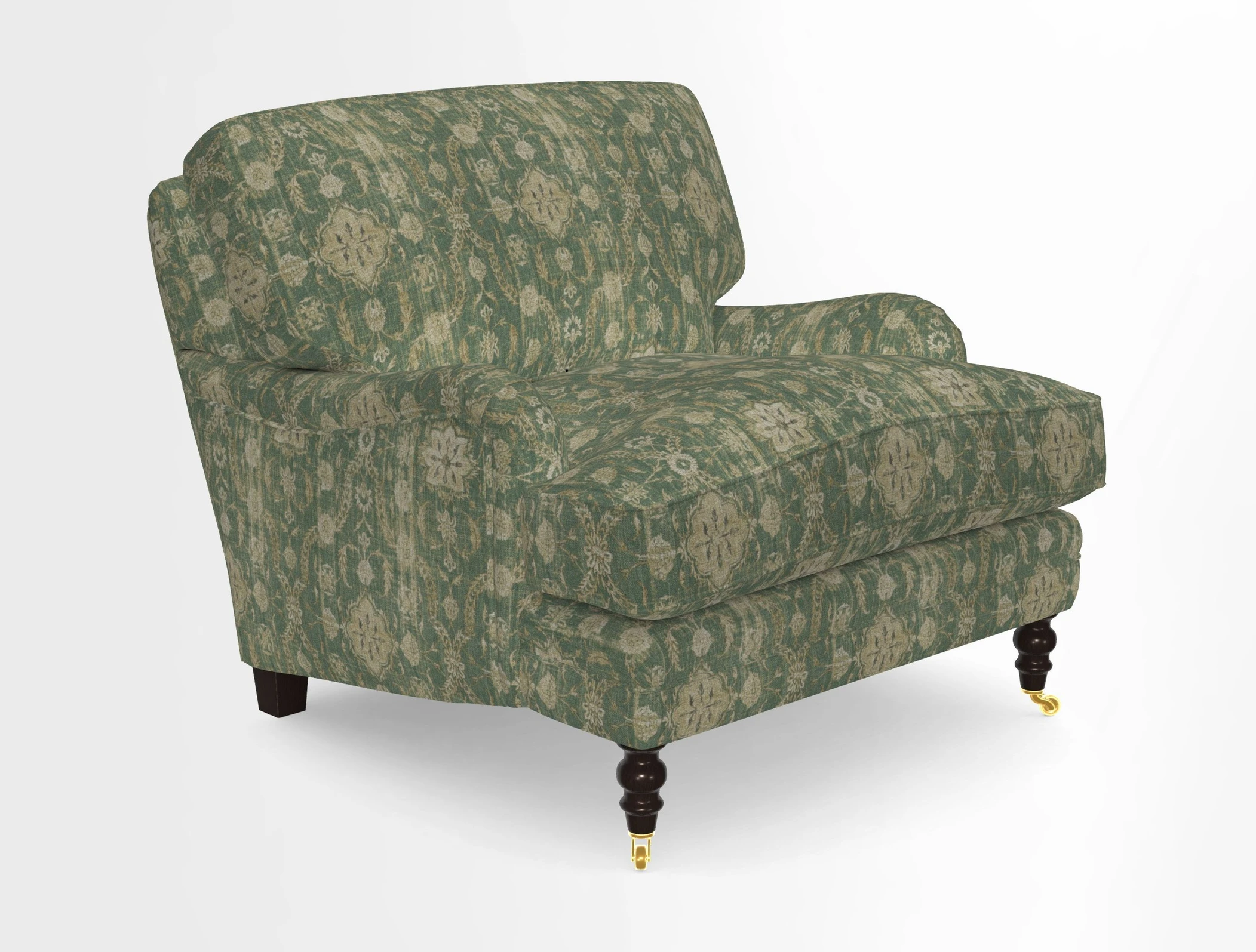 Coates Chair in RHS Gertrude Jekyll Lattice Blue with Seat and Back Cushions in Mohair Velvet Indigo