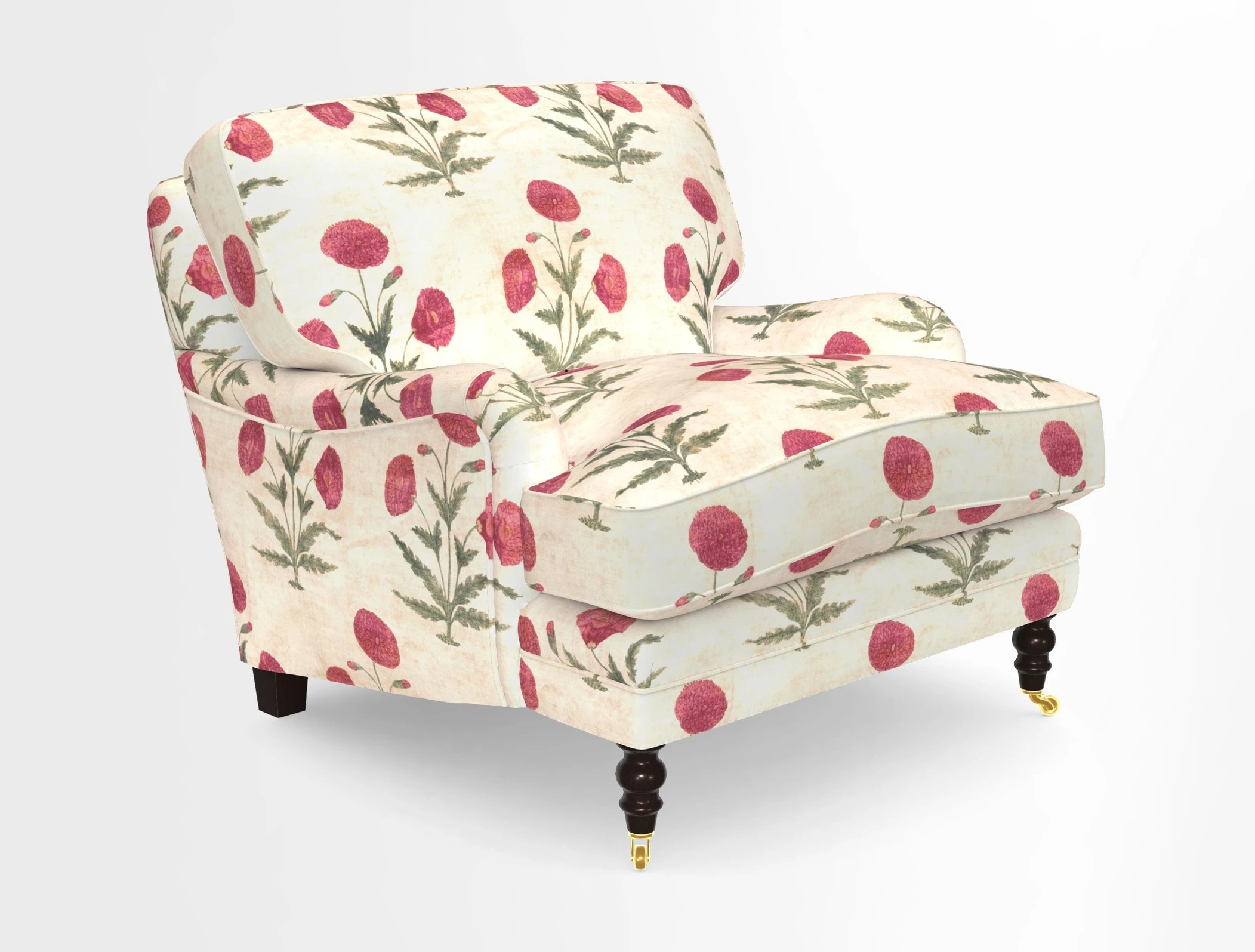 Coates Chair in RHS Gertrude Jekyll Lattice Blue with Seat and Back Cushions in Mohair Velvet Indigo