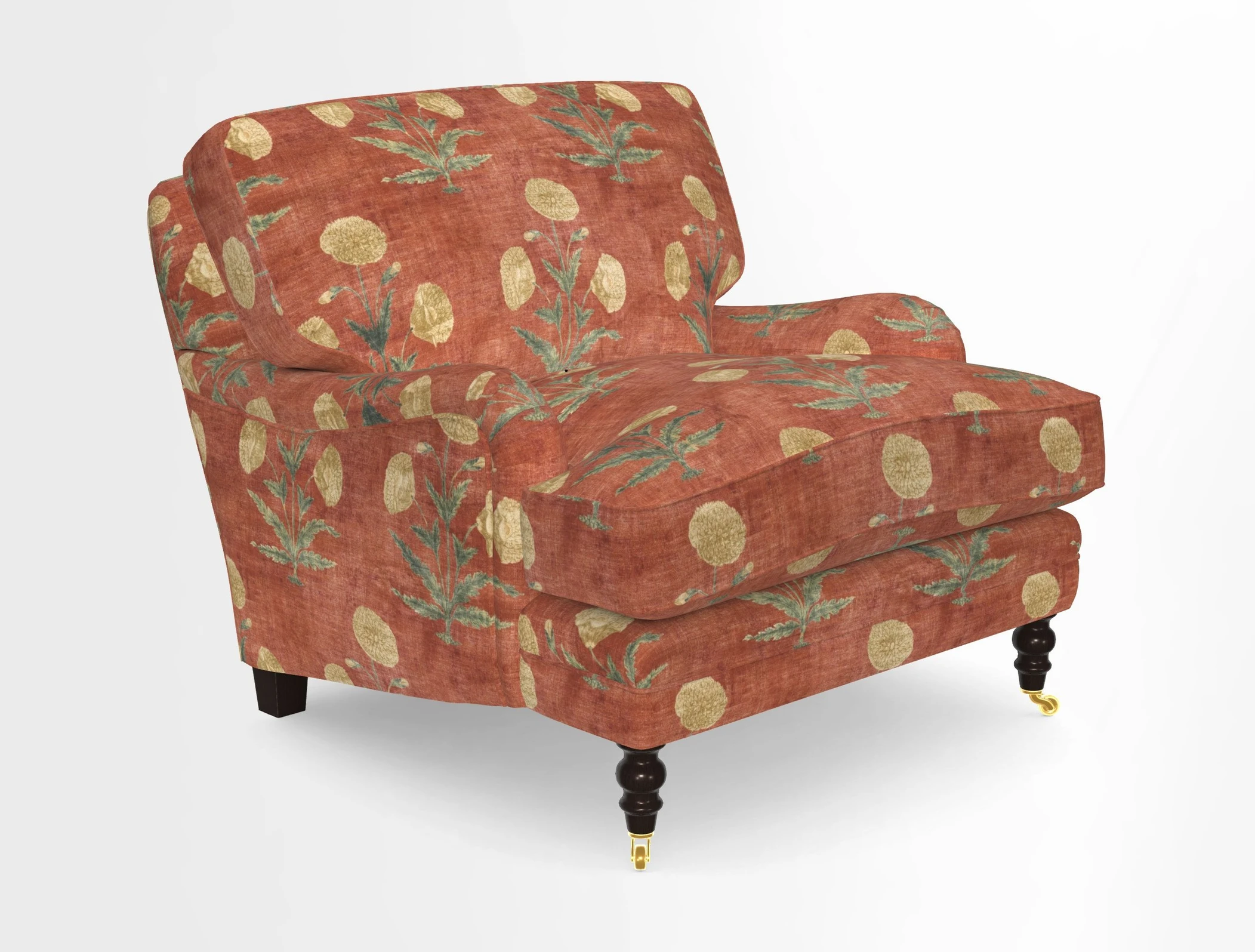 Coates Chair in RHS Gertrude Jekyll Lattice Blue with Seat and Back Cushions in Mohair Velvet Indigo