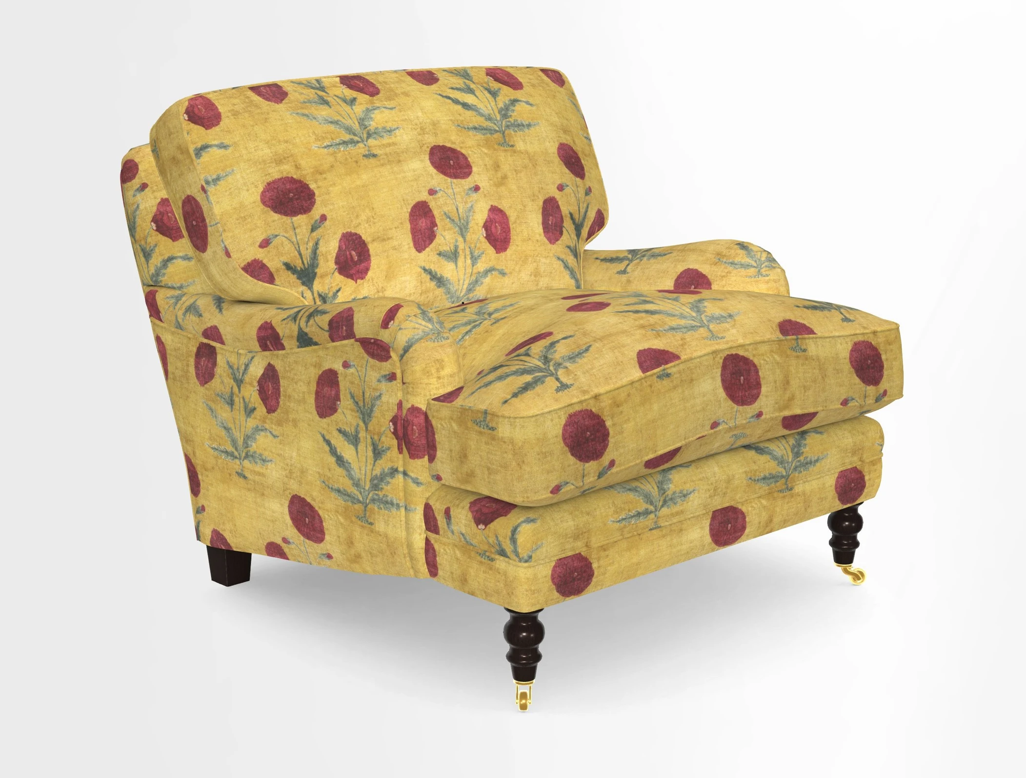Coates Chair in RHS Gertrude Jekyll Lattice Blue with Seat and Back Cushions in Mohair Velvet Indigo
