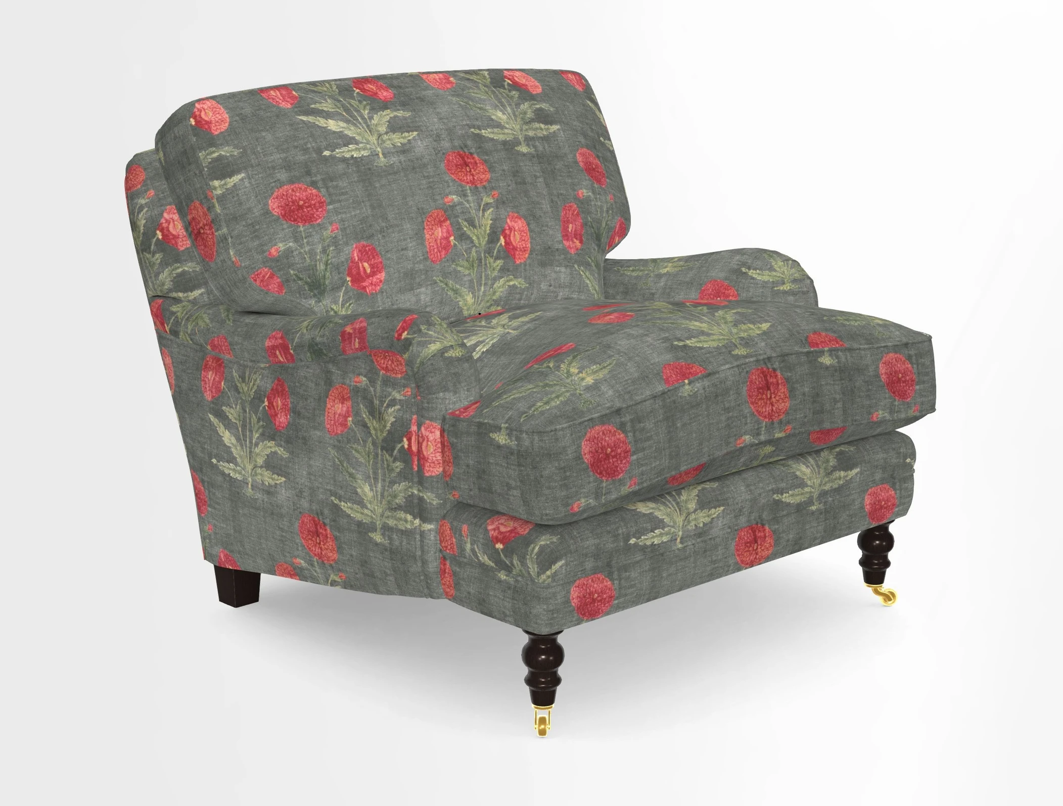 Coates Chair in RHS Gertrude Jekyll Lattice Blue with Seat and Back Cushions in Mohair Velvet Indigo