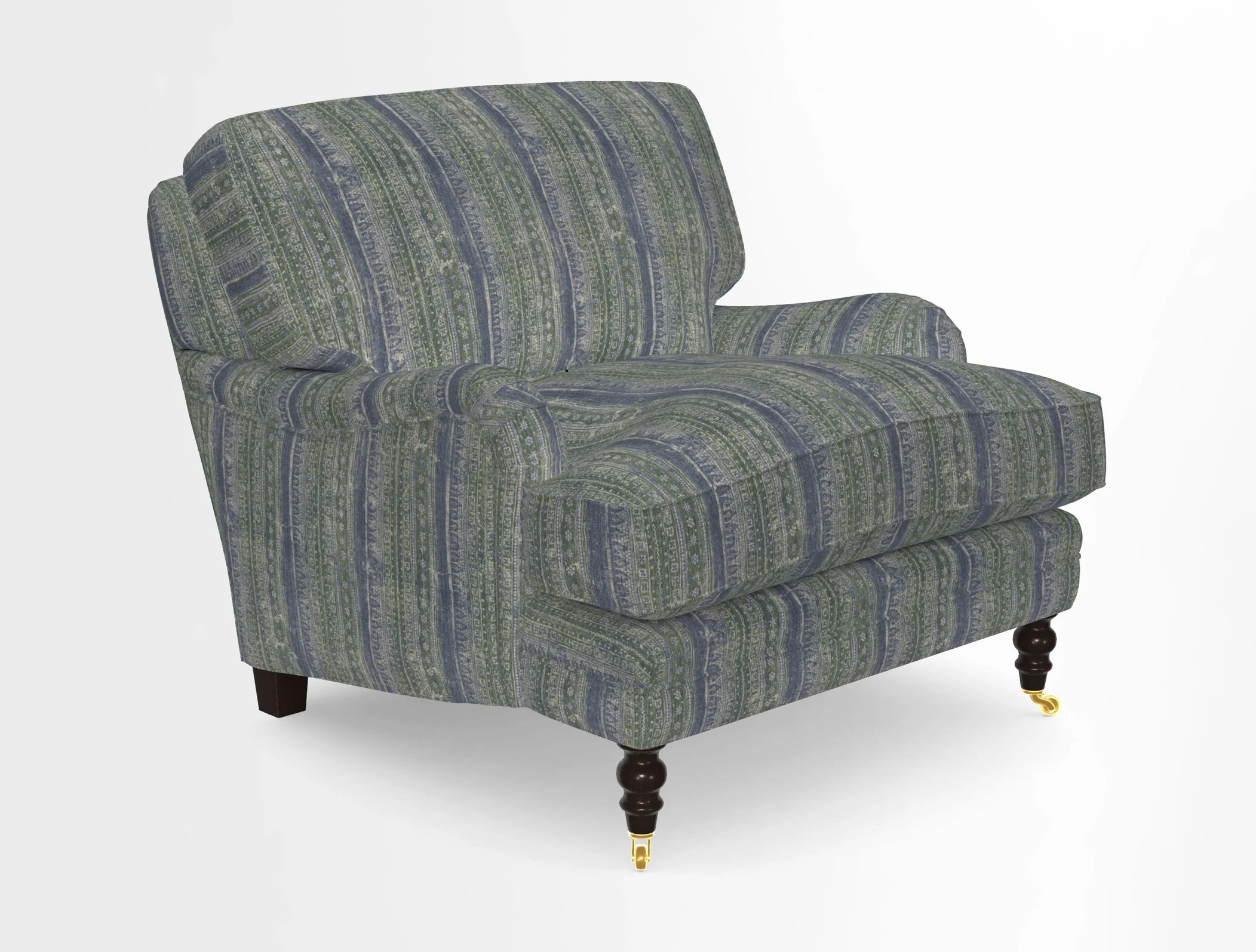Coates Chair in RHS Gertrude Jekyll Lattice Blue with Seat and Back Cushions in Mohair Velvet Indigo