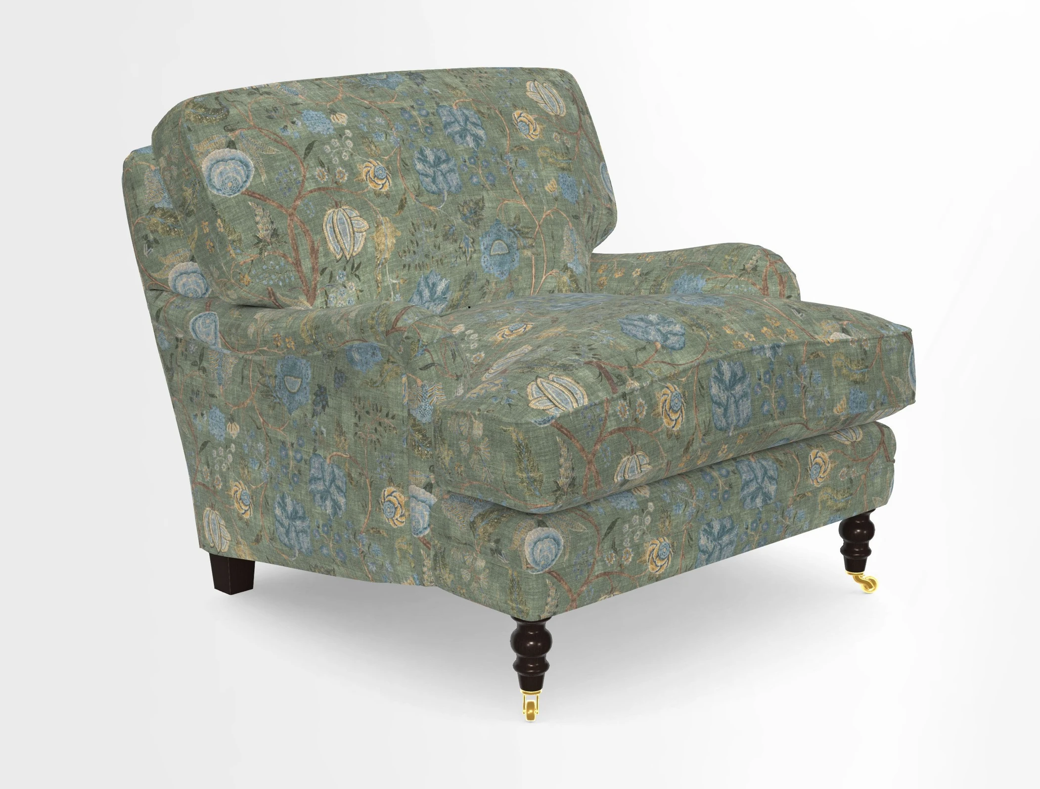 Coates Chair in RHS Gertrude Jekyll Lattice Blue with Seat and Back Cushions in Mohair Velvet Indigo