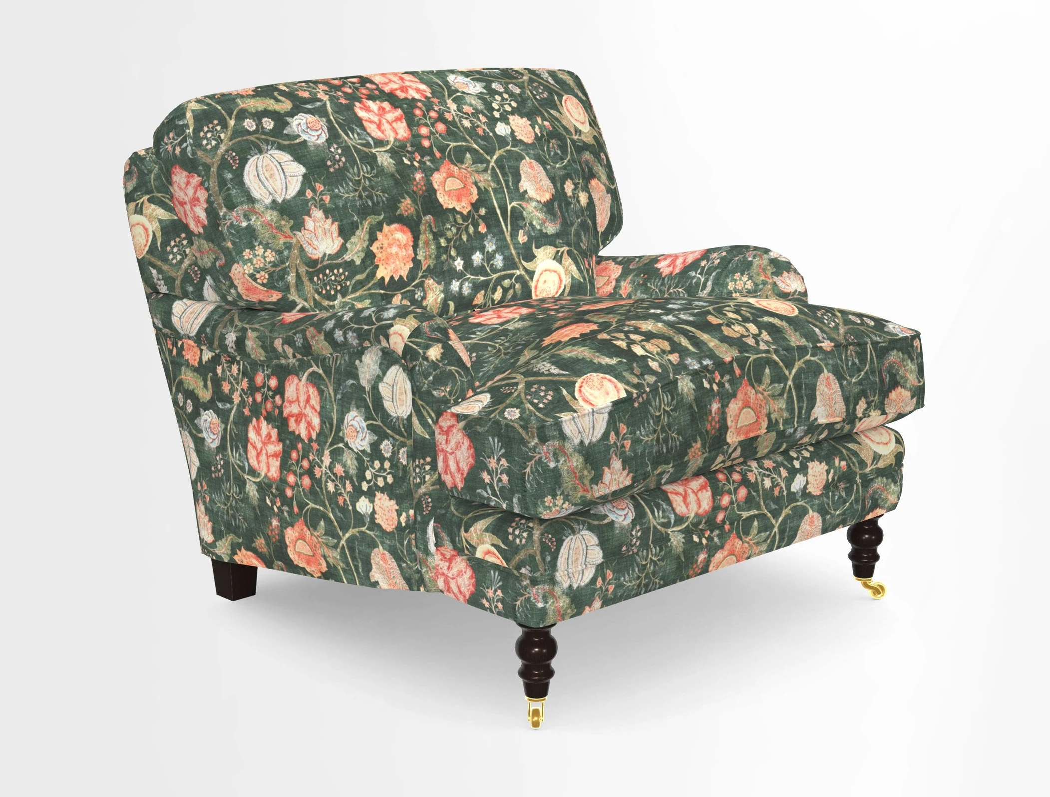 Coates Chair in RHS Gertrude Jekyll Lattice Blue with Seat and Back Cushions in Mohair Velvet Indigo