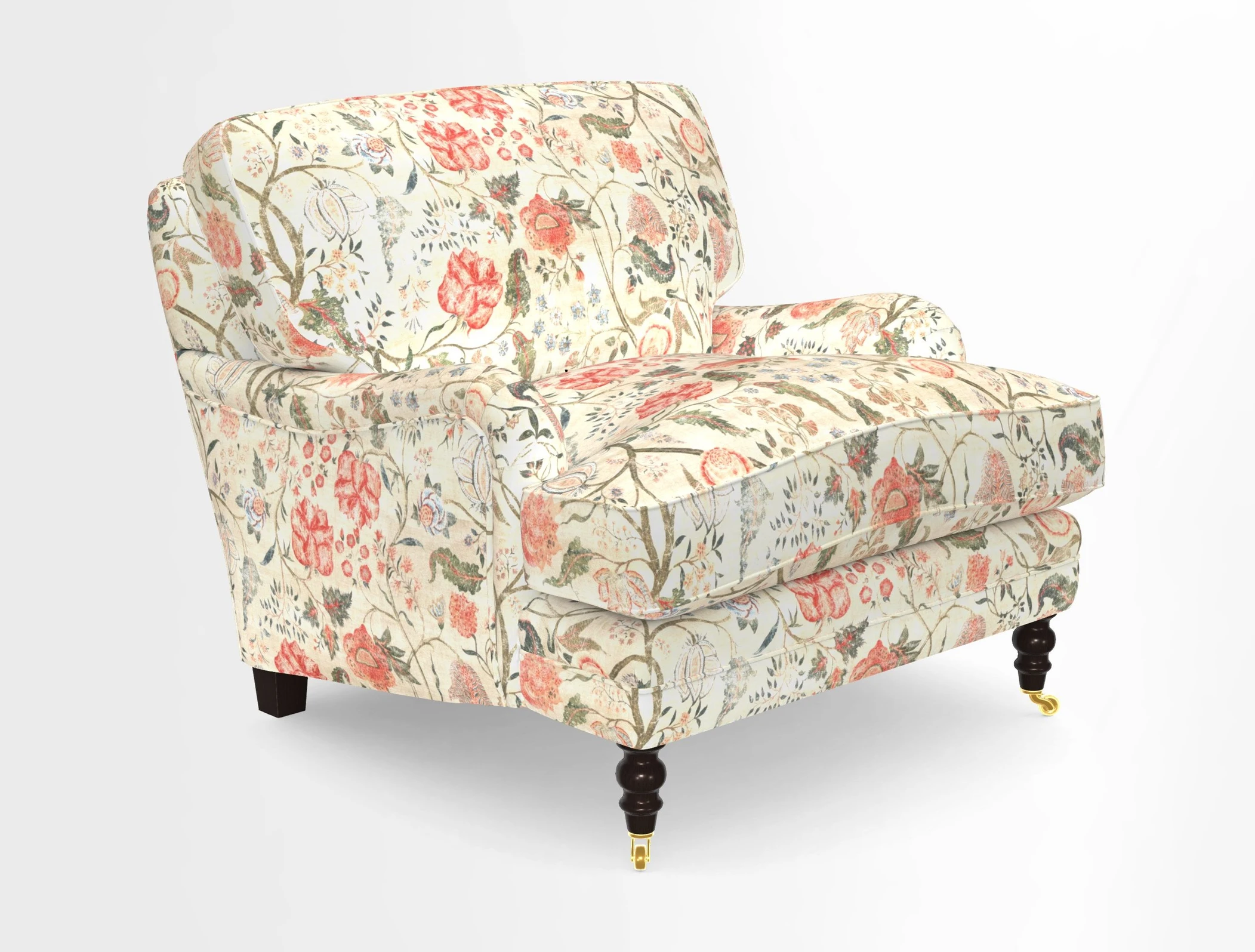 Coates Chair in RHS Gertrude Jekyll Lattice Blue with Seat and Back Cushions in Mohair Velvet Indigo