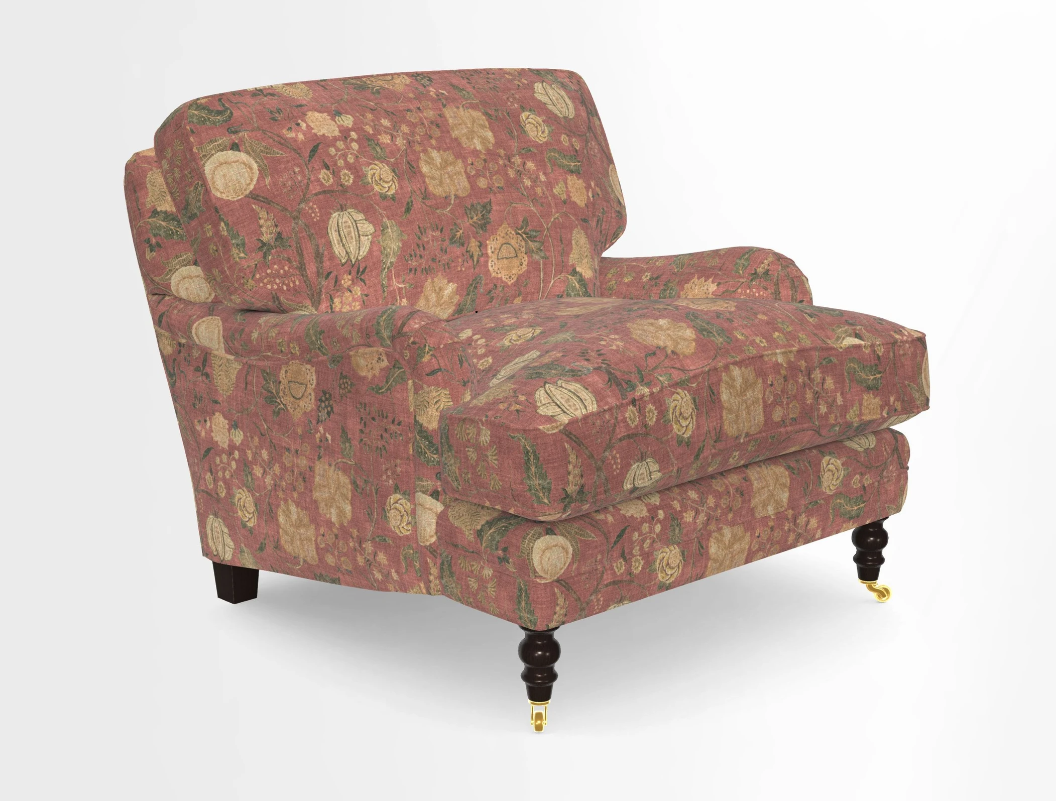 Coates Chair in RHS Gertrude Jekyll Lattice Blue with Seat and Back Cushions in Mohair Velvet Indigo