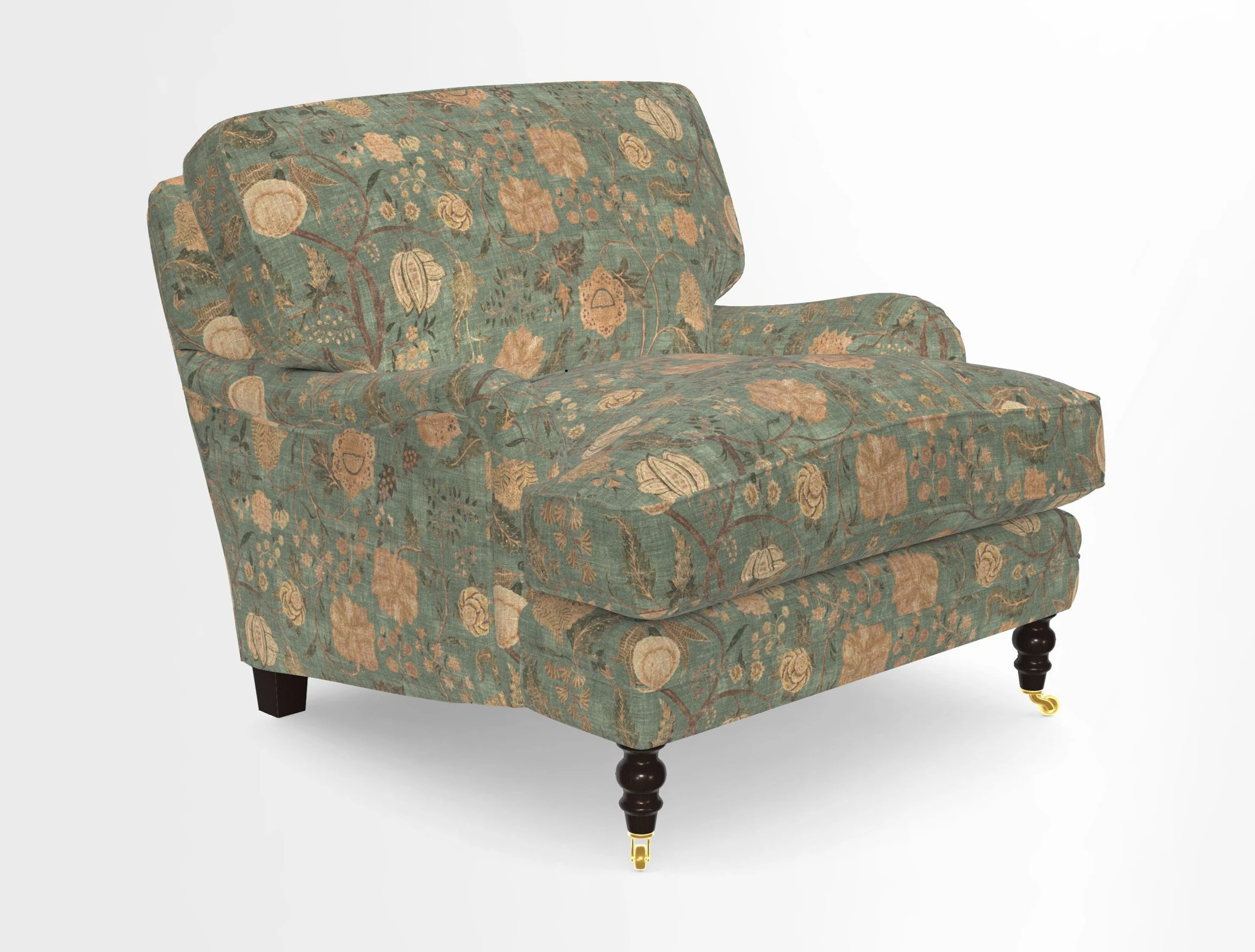 Coates Chair in RHS Gertrude Jekyll Lattice Blue with Seat and Back Cushions in Mohair Velvet Indigo