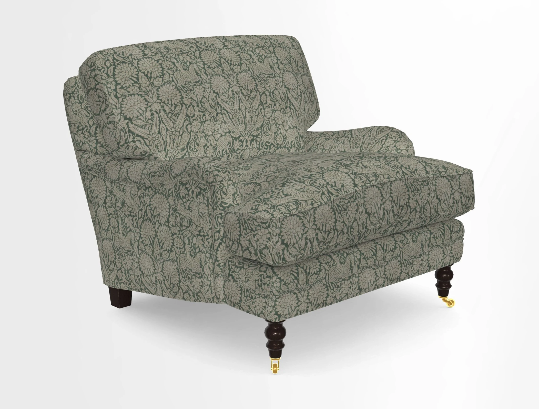 Coates Chair in RHS Gertrude Jekyll Lattice Blue with Seat and Back Cushions in Mohair Velvet Indigo