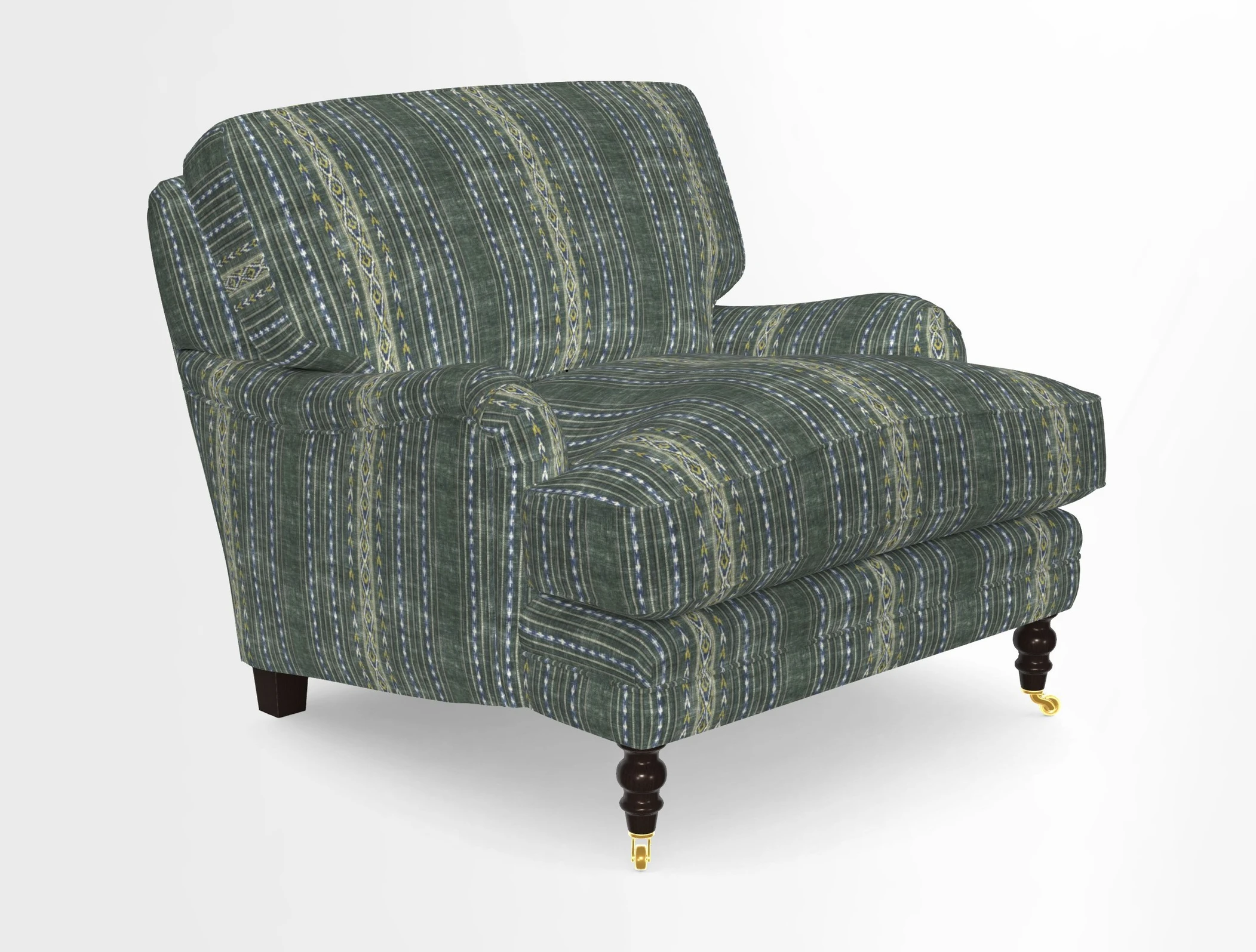 Coates Chair in RHS Gertrude Jekyll Lattice Blue with Seat and Back Cushions in Mohair Velvet Indigo