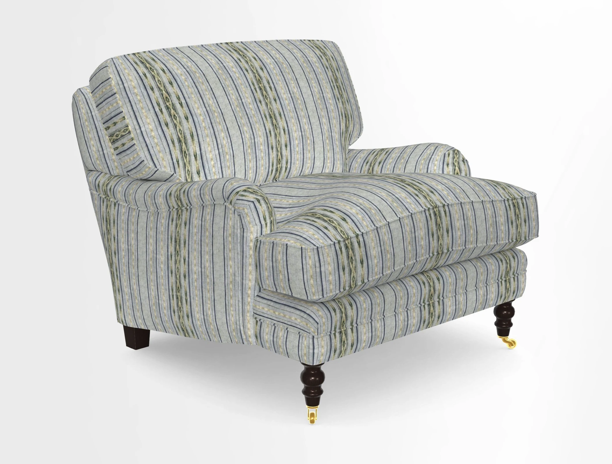 Coates Chair in RHS Gertrude Jekyll Lattice Blue with Seat and Back Cushions in Mohair Velvet Indigo