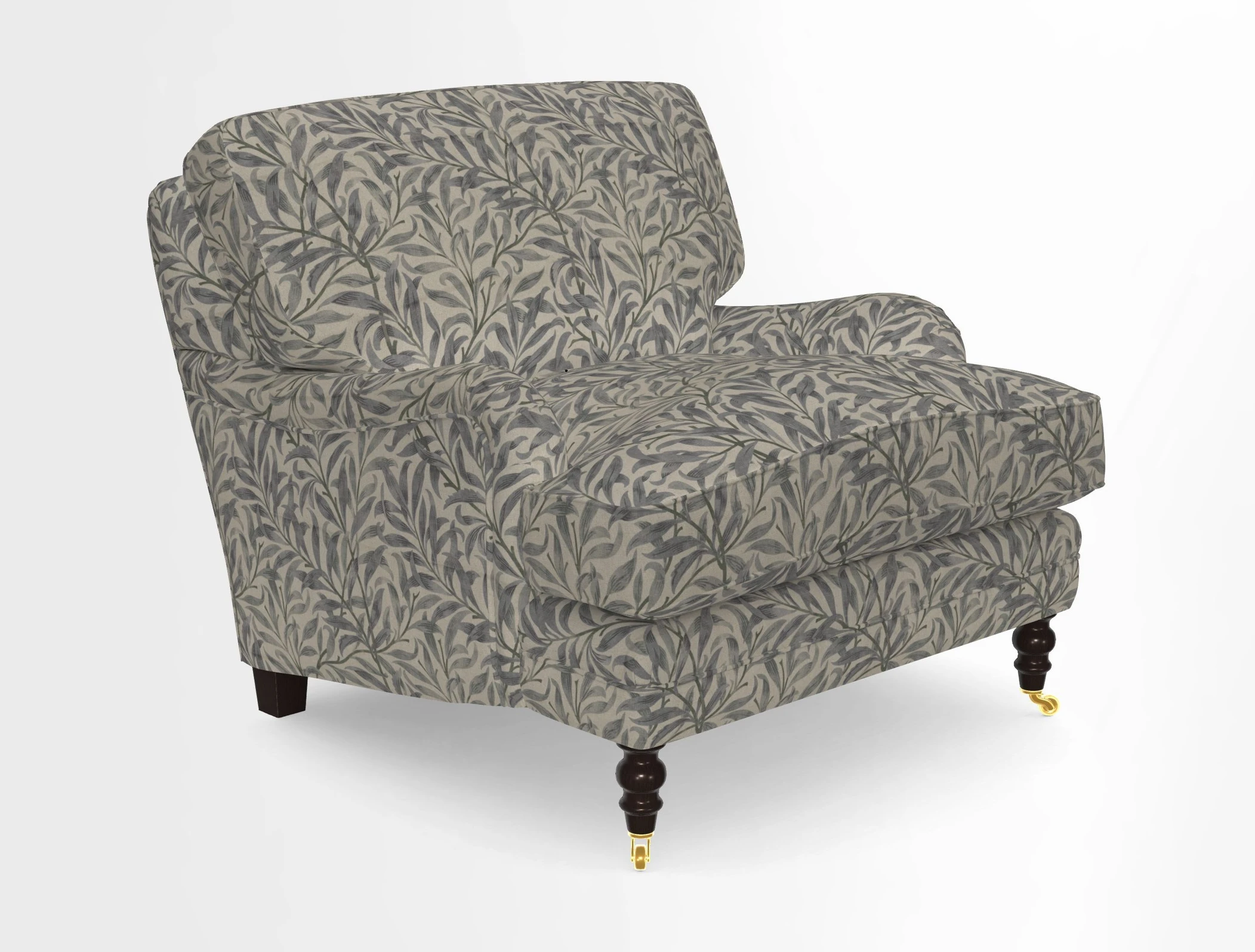 Coates Chair in RHS Gertrude Jekyll Lattice Blue with Seat and Back Cushions in Mohair Velvet Indigo