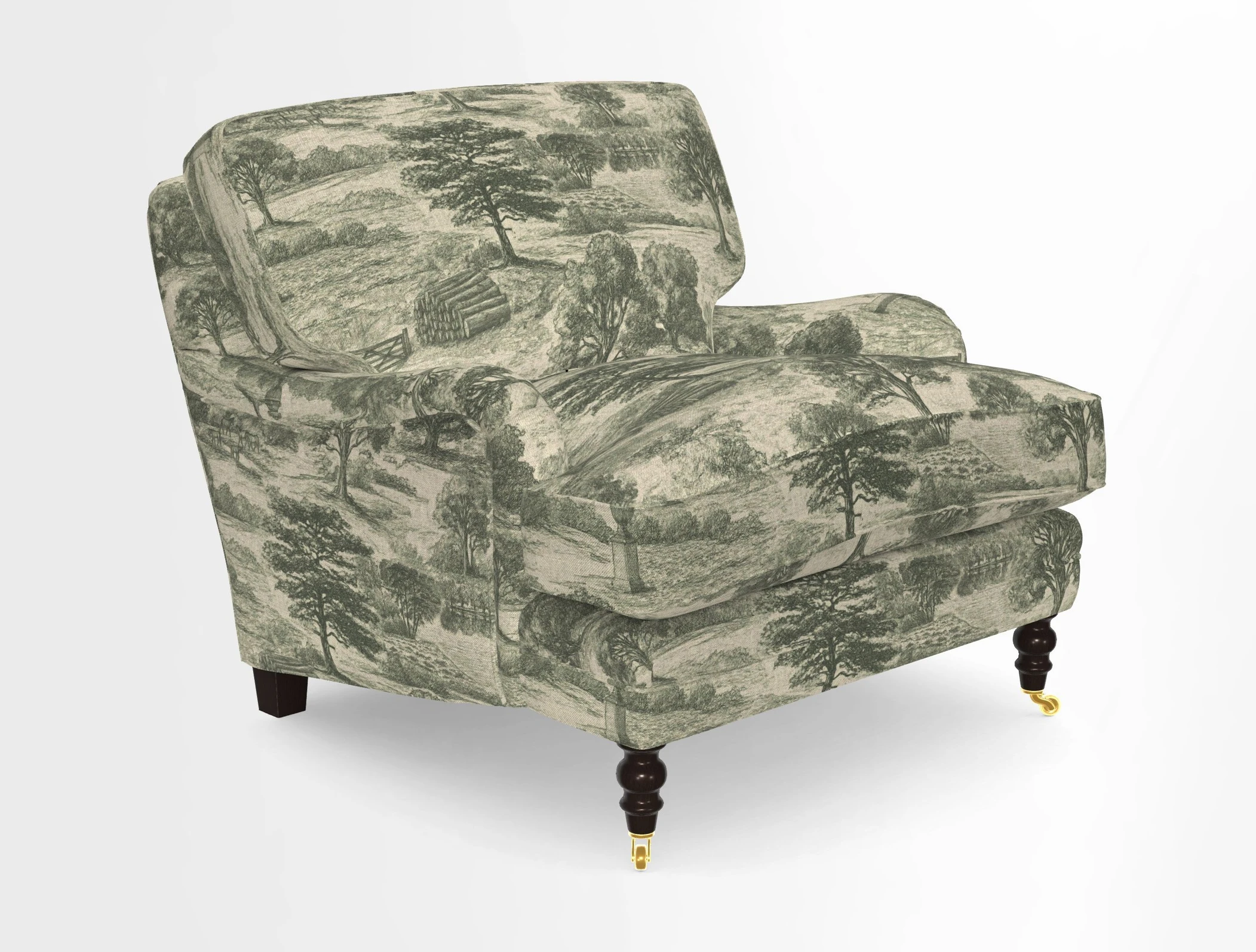 Coates Chair in RHS Gertrude Jekyll Lattice Blue with Seat and Back Cushions in Mohair Velvet Indigo