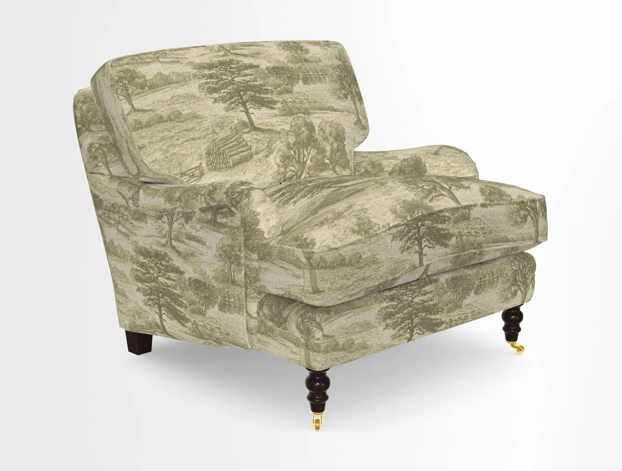 Coates Chair in RHS Gertrude Jekyll Lattice Blue with Seat and Back Cushions in Mohair Velvet Indigo