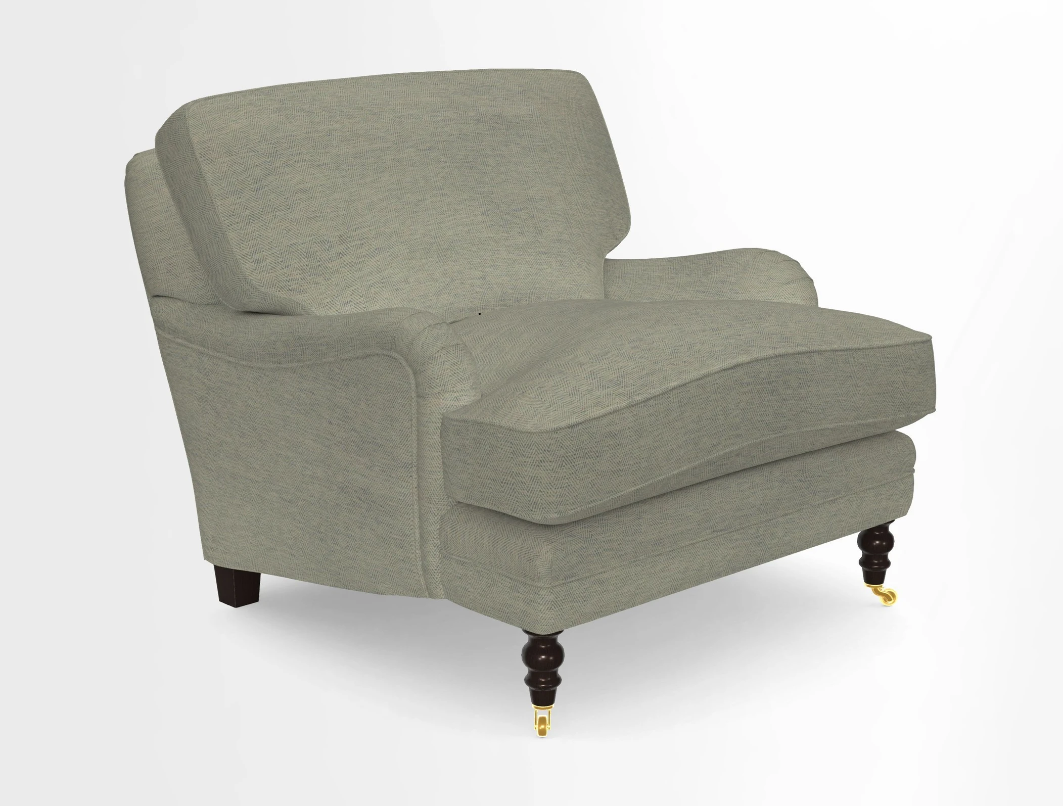 Coates Chair in RHS Gertrude Jekyll Lattice Blue with Seat and Back Cushions in Mohair Velvet Indigo
