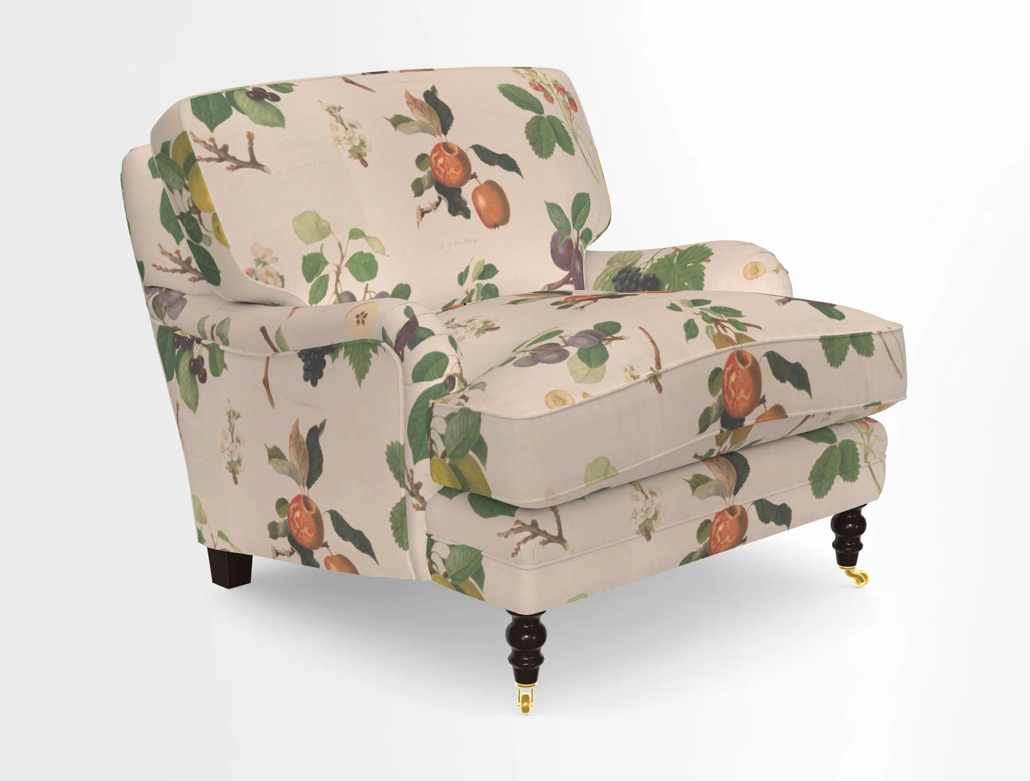 Coates Chair in RHS Gertrude Jekyll Lattice Blue with Seat and Back Cushions in Mohair Velvet Indigo