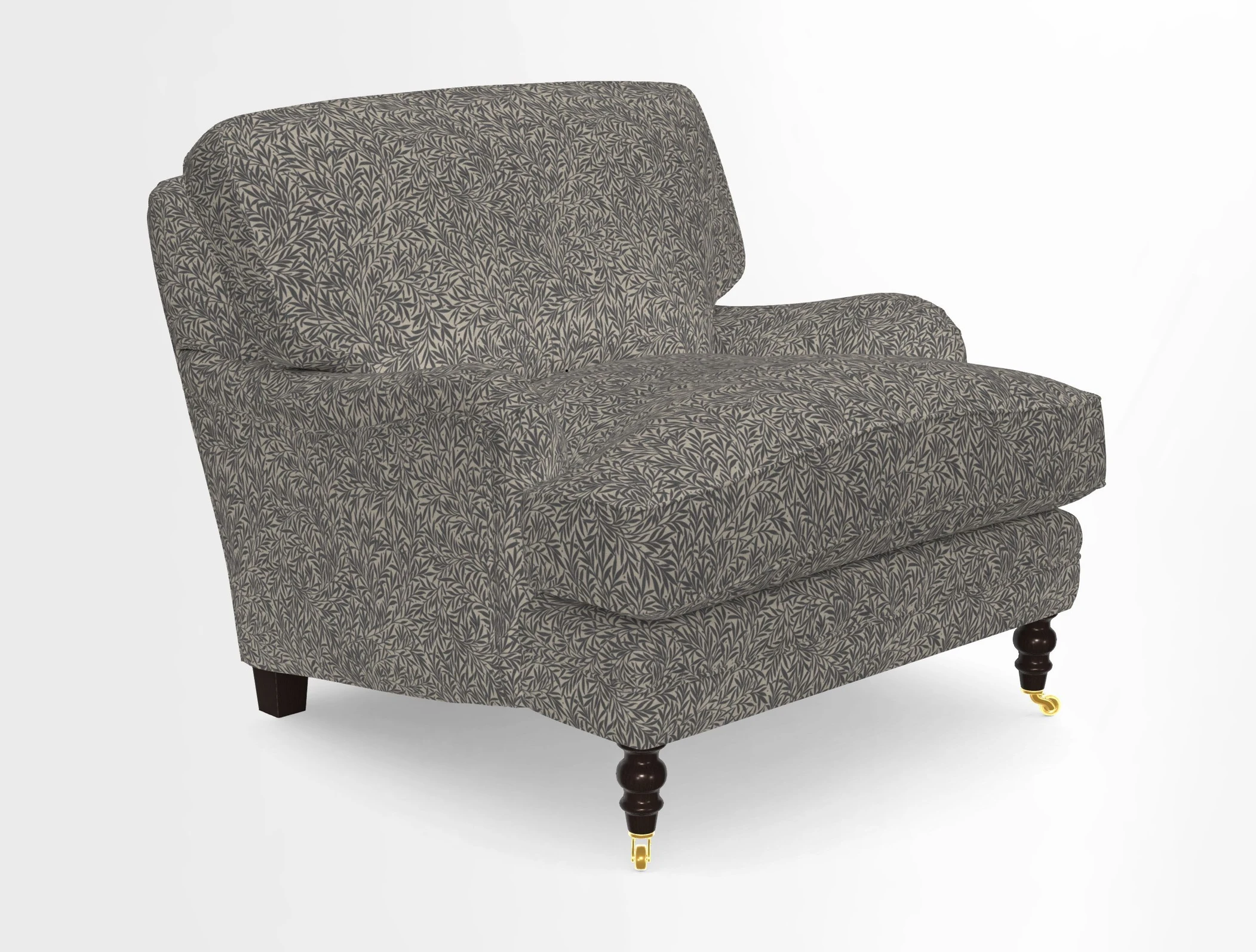 Coates Chair in RHS Gertrude Jekyll Lattice Blue with Seat and Back Cushions in Mohair Velvet Indigo