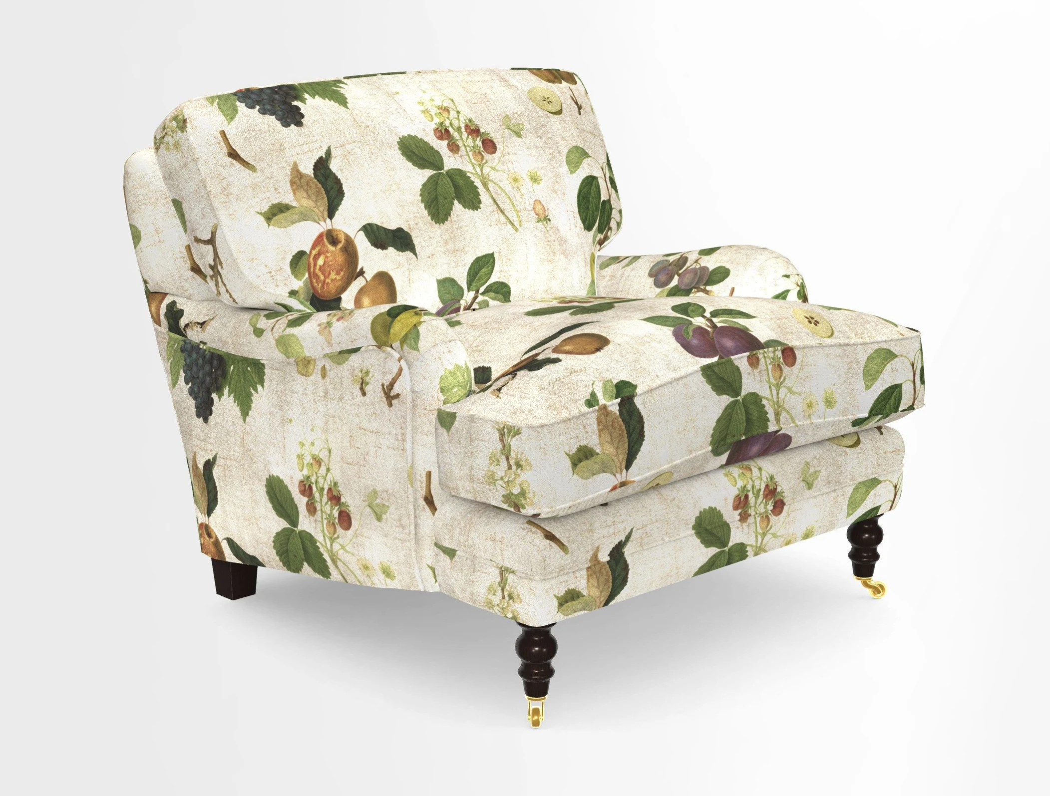 Coates Chair in RHS Gertrude Jekyll Lattice Blue with Seat and Back Cushions in Mohair Velvet Indigo