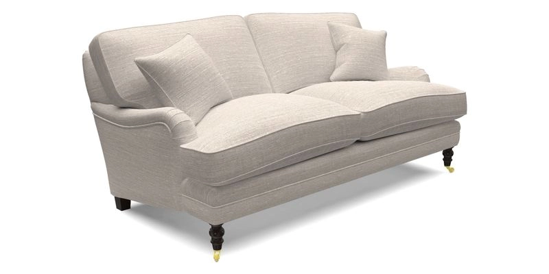 Coates 3 Seater Sofa in Mohair Velvet Indigo with Seat and Back Cushions in Gertrude Jekyll Meadow Flower Blue