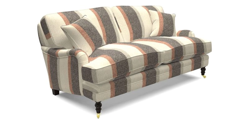 Coates 3 Seater Sofa in Mohair Velvet Indigo with Seat and Back Cushions in Gertrude Jekyll Meadow Flower Blue