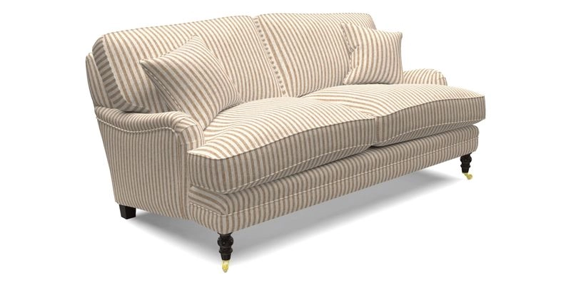 Coates 3 Seater Sofa in Mohair Velvet Indigo with Seat and Back Cushions in Gertrude Jekyll Meadow Flower Blue